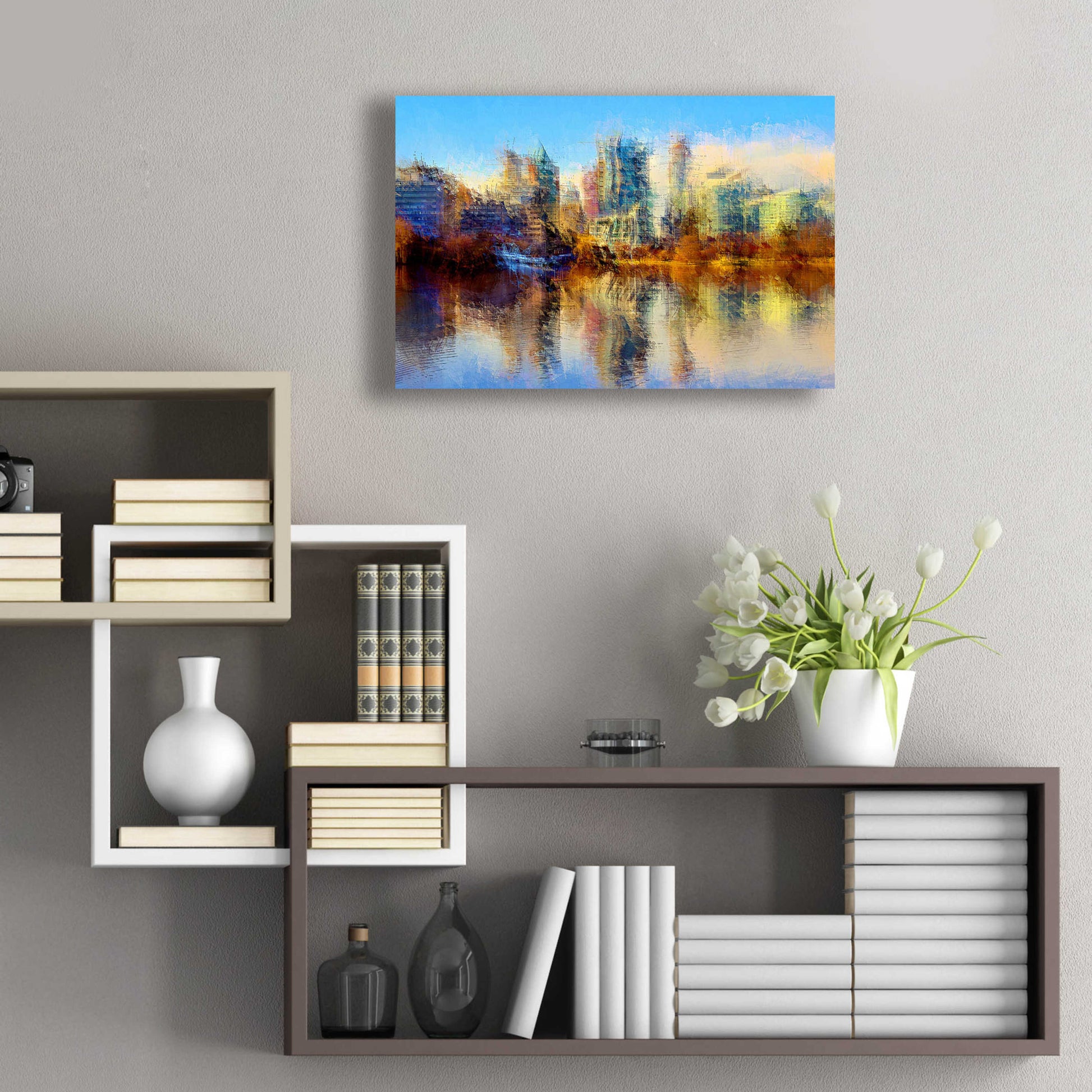 Epic Art 'Urban Lake View' by David Manlove, Acrylic Glass Wall Art,24x16