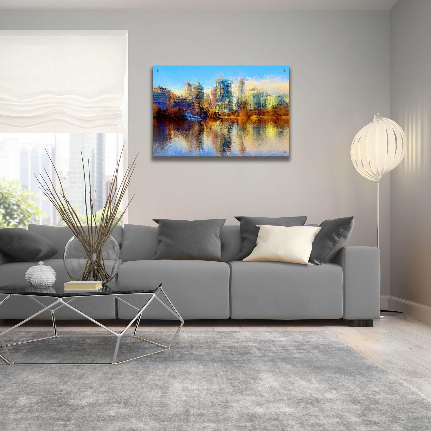 Epic Art 'Urban Lake View' by David Manlove, Acrylic Glass Wall Art,36x24