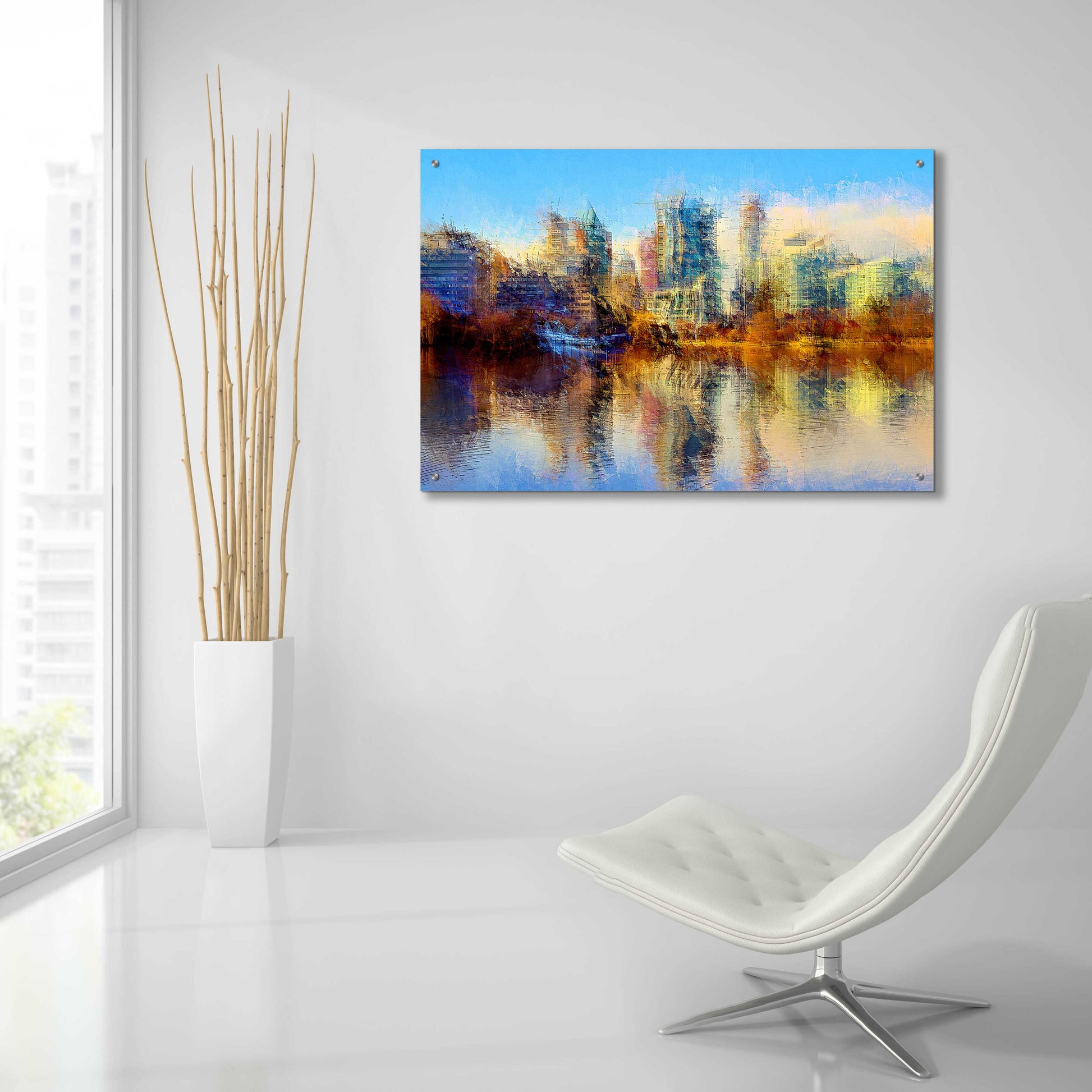 Epic Art 'Urban Lake View' by David Manlove, Acrylic Glass Wall Art,36x24