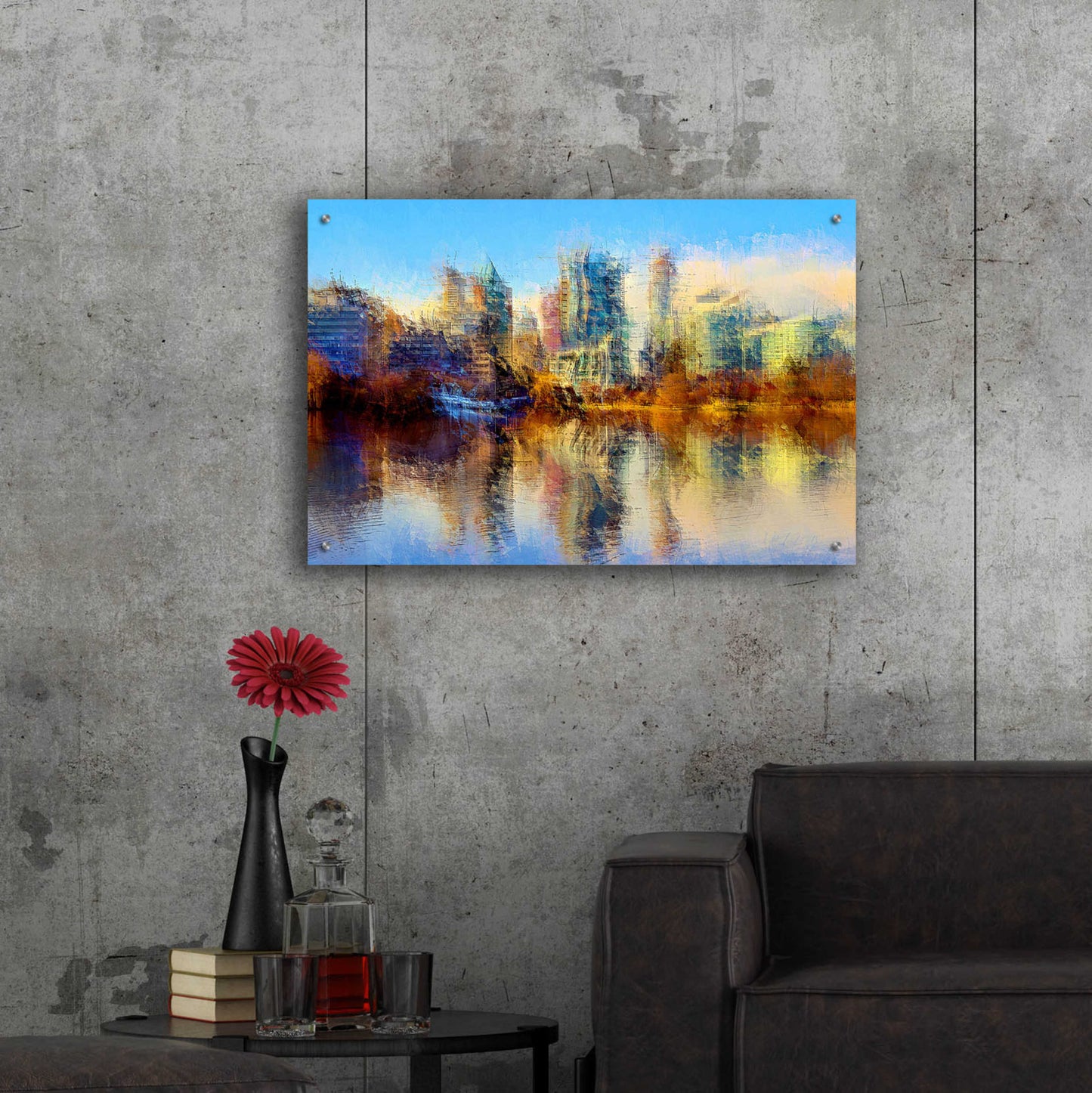 Epic Art 'Urban Lake View' by David Manlove, Acrylic Glass Wall Art,36x24