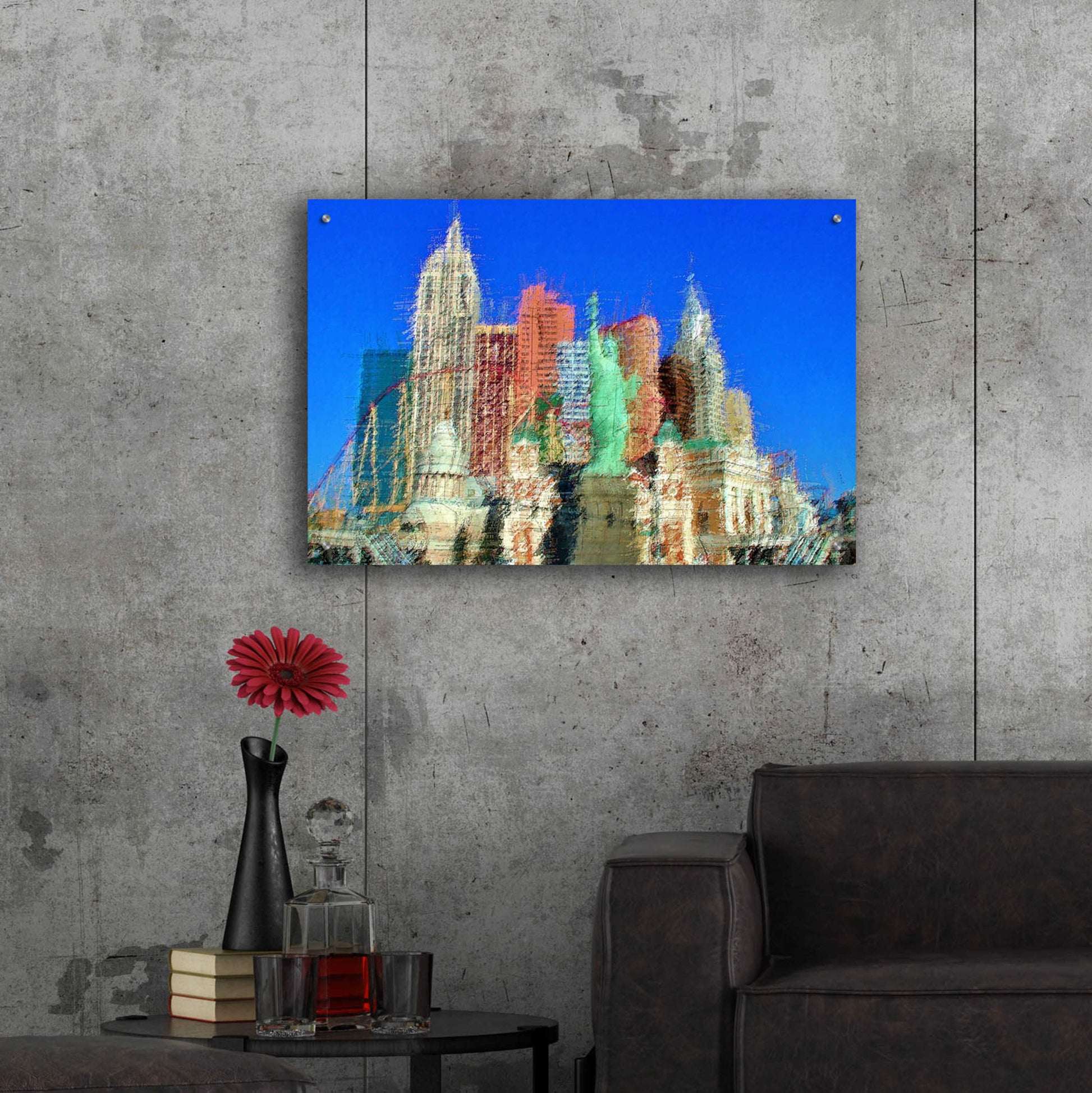 Epic Art 'NewYorkLasVegas' by David Manlove, Acrylic Glass Wall Art,36x24