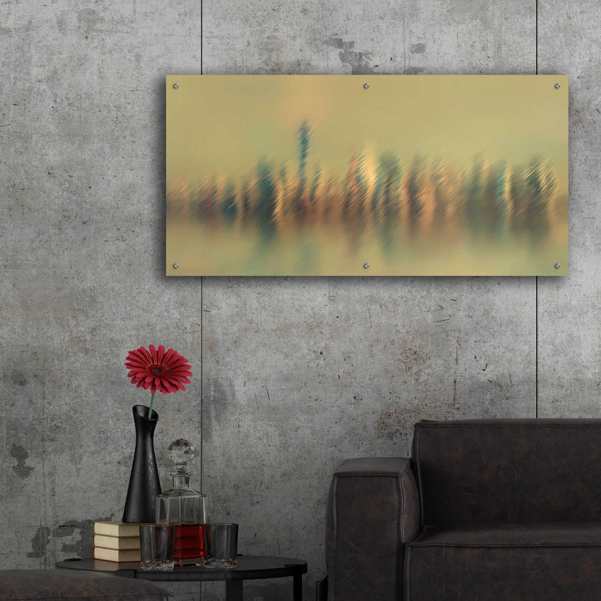 Epic Art 'New York Mist' by David Manlove, Acrylic Glass Wall Art,48x24