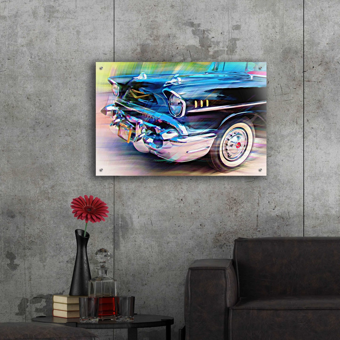 Epic Art '57 Chevy' by David Manlove, Acrylic Glass Wall Art,36x24