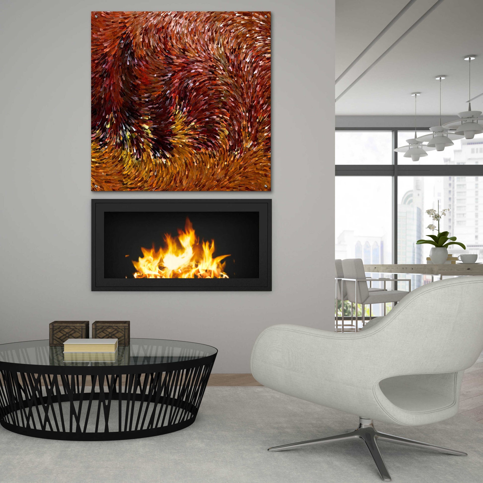 Epic Art 'Fall on Fire' by David Manlove, Acrylic Glass Wall Art,36x36