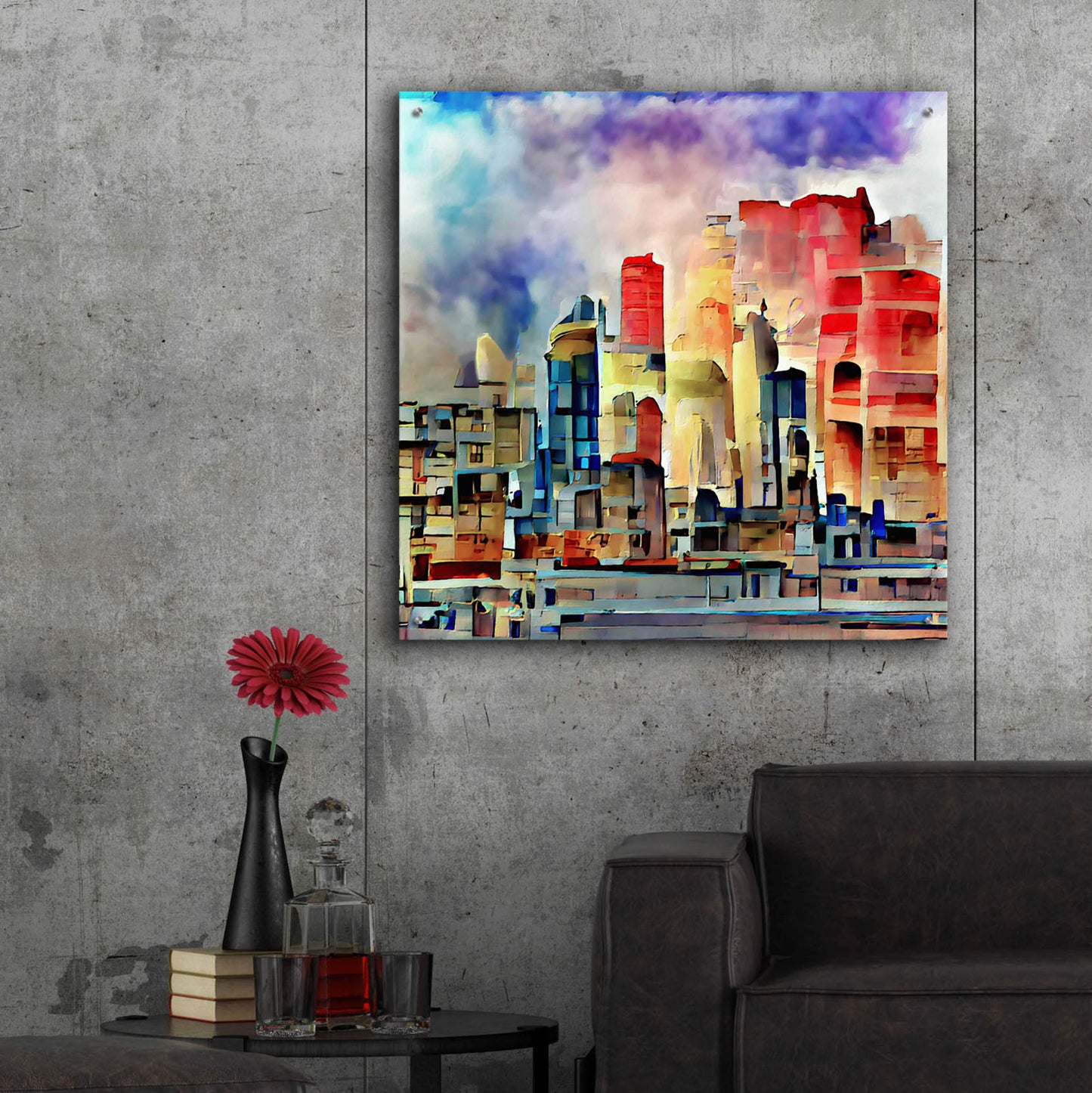 Epic Art 'Colorful Architecture 2' by David Manlove, Acrylic Glass Wall Art,36x36