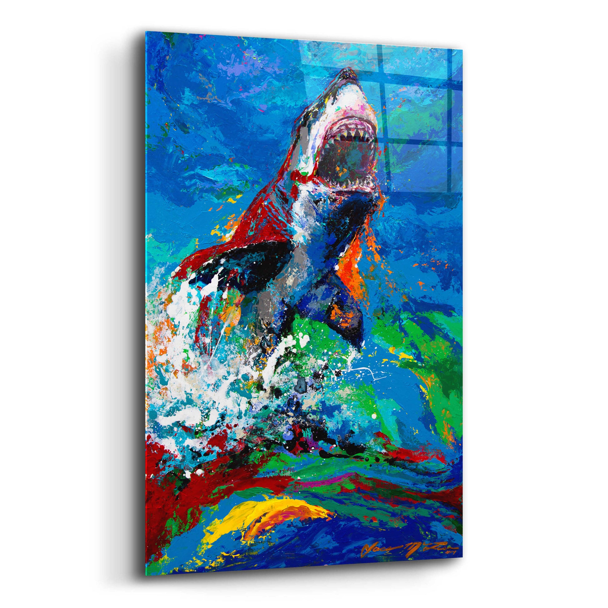 Epic Art 'The Lawyer Breeching Great White Shark' by Jace D McTier, Acrylic Glass Wall Art,12x16