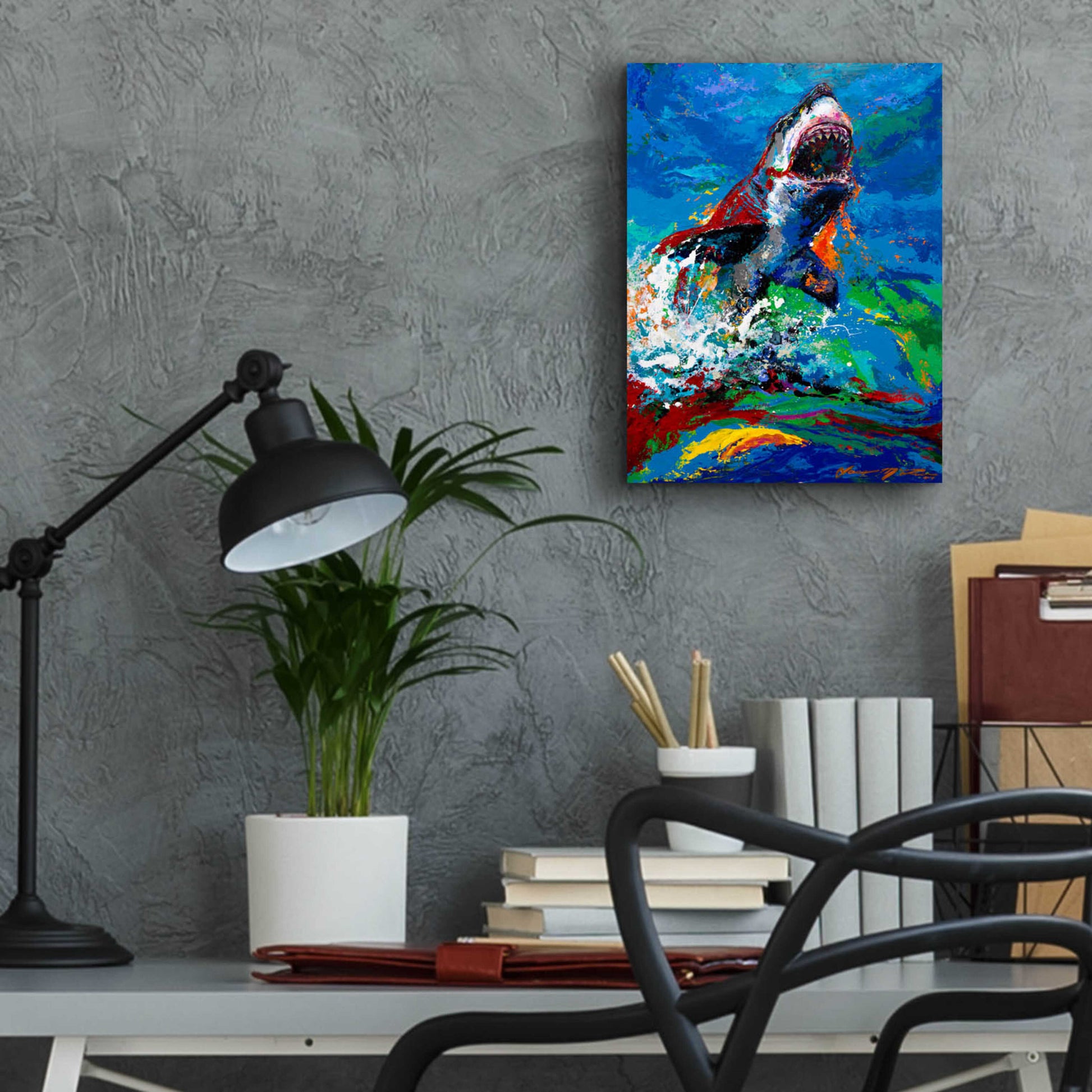 Epic Art 'The Lawyer Breeching Great White Shark' by Jace D McTier, Acrylic Glass Wall Art,12x16