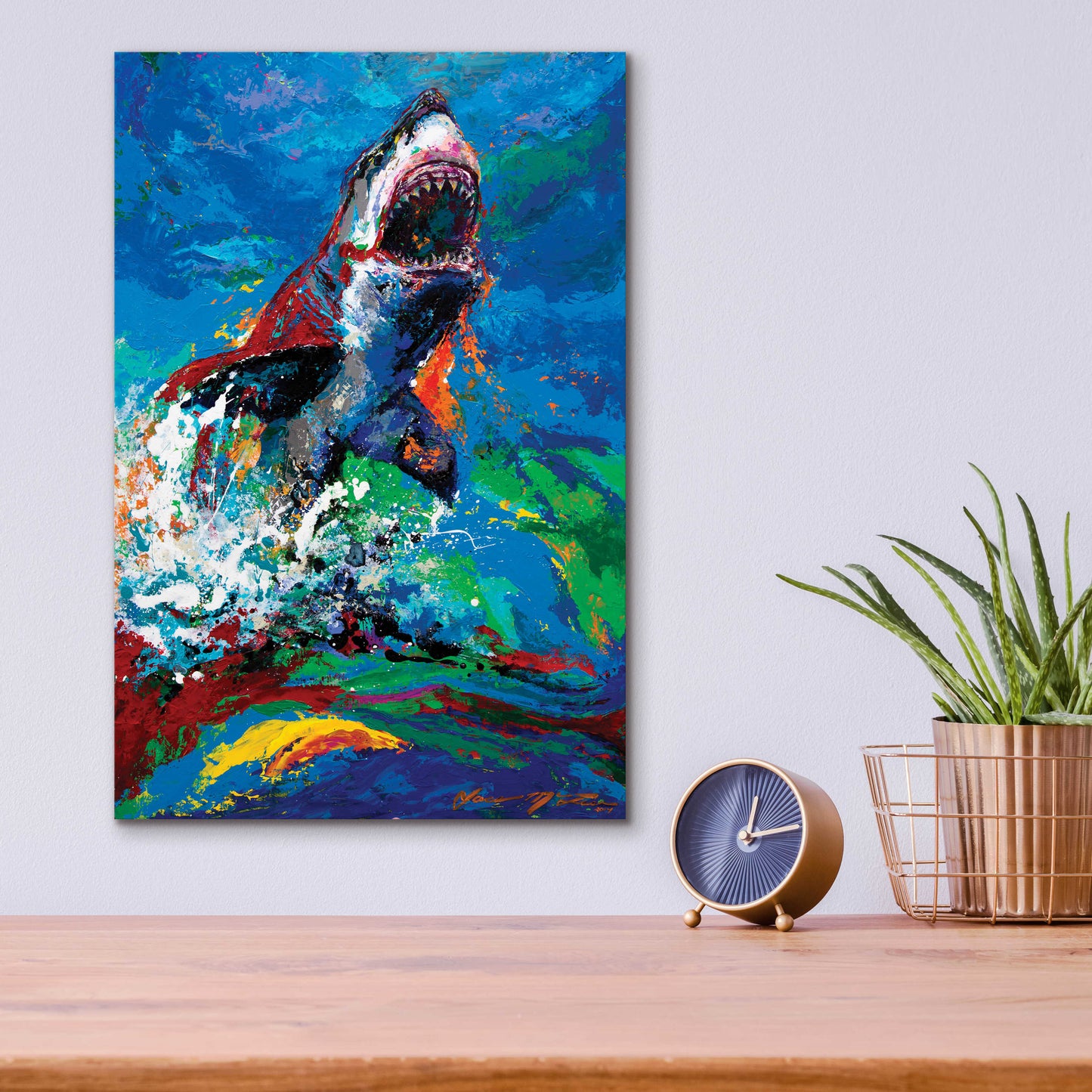 Epic Art 'The Lawyer Breeching Great White Shark' by Jace D McTier, Acrylic Glass Wall Art,12x16