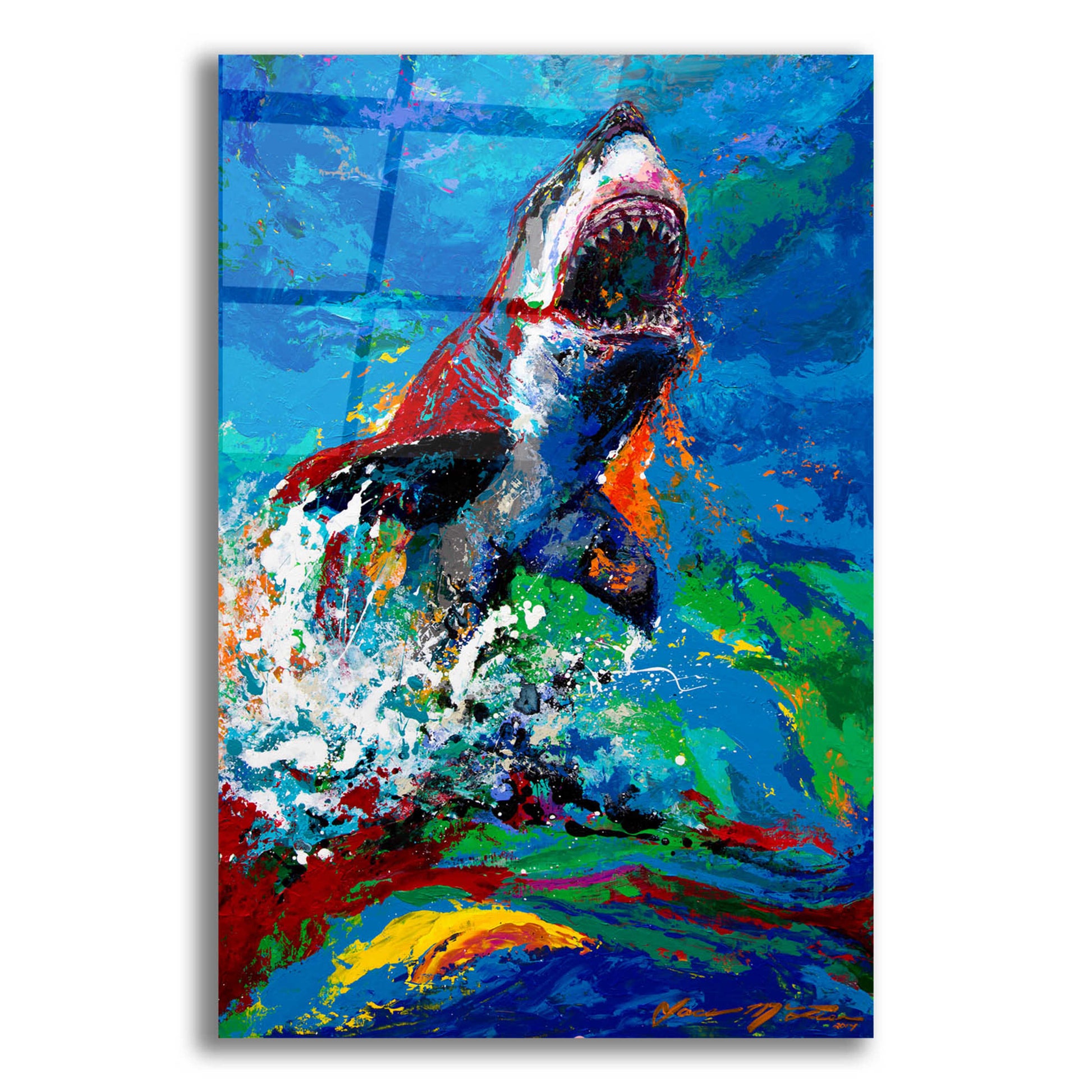 Epic Art 'The Lawyer Breeching Great White Shark' by Jace D McTier, Acrylic Glass Wall Art,12x16