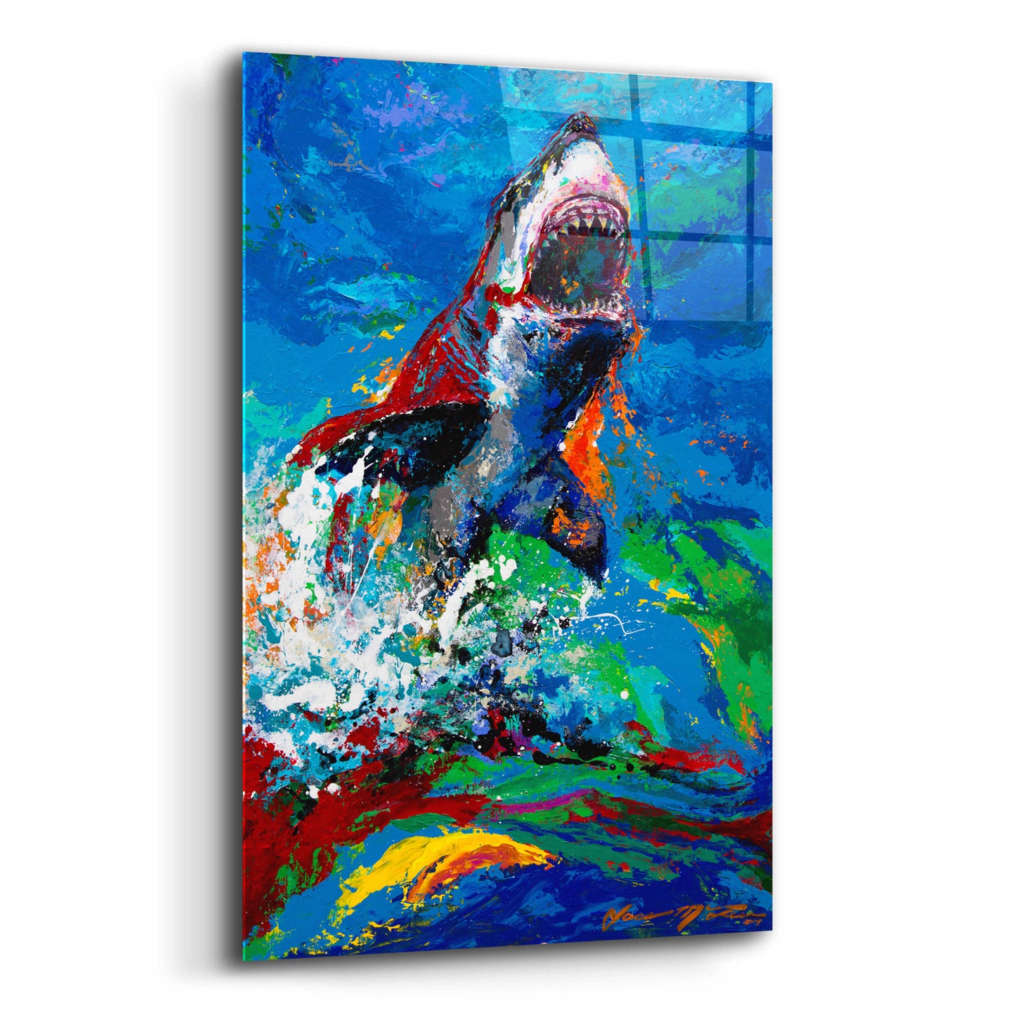 Epic Art 'The Lawyer Breeching Great White Shark' by Jace D McTier, Acrylic Glass Wall Art,16x24