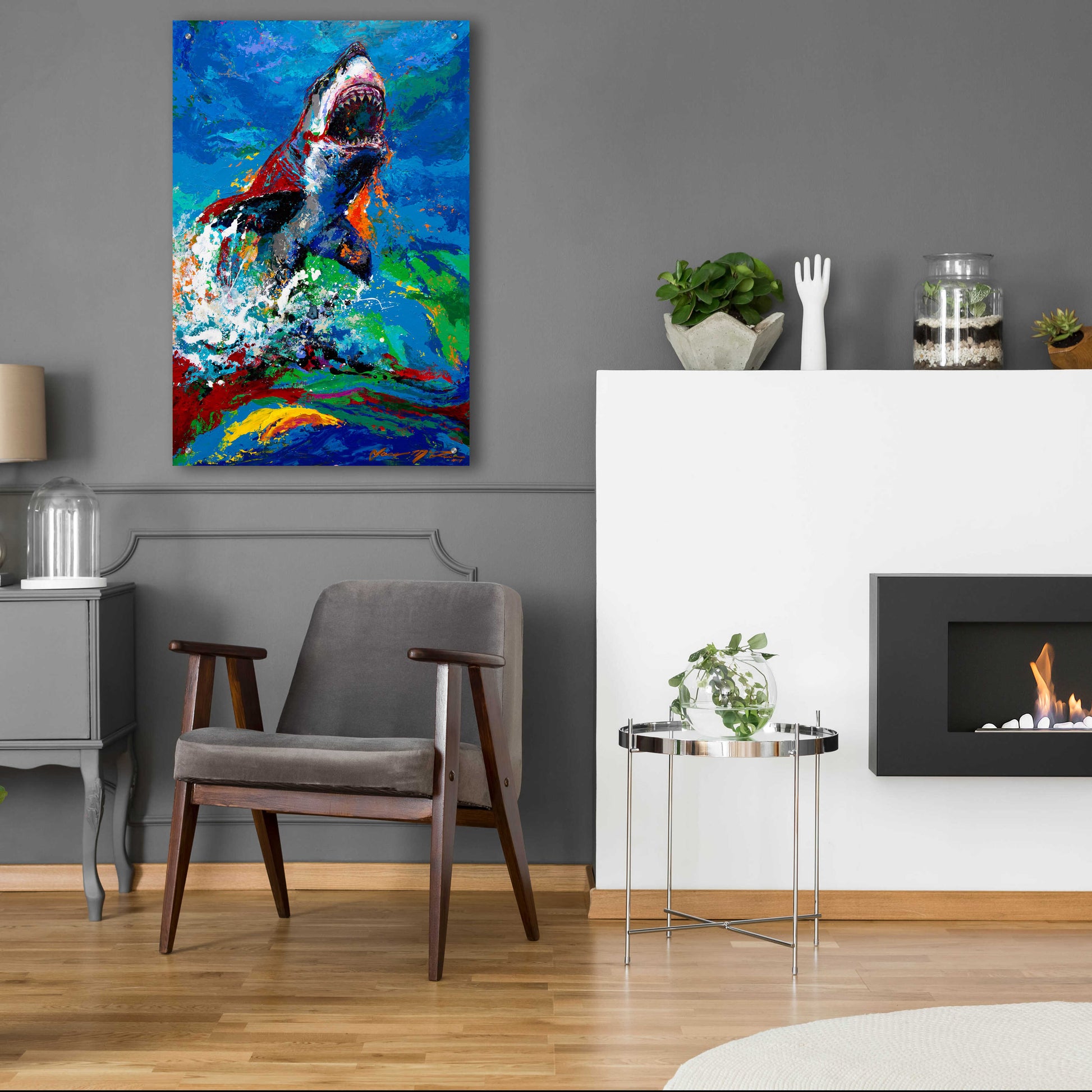 Epic Art 'The Lawyer Breeching Great White Shark' by Jace D McTier, Acrylic Glass Wall Art,24x36