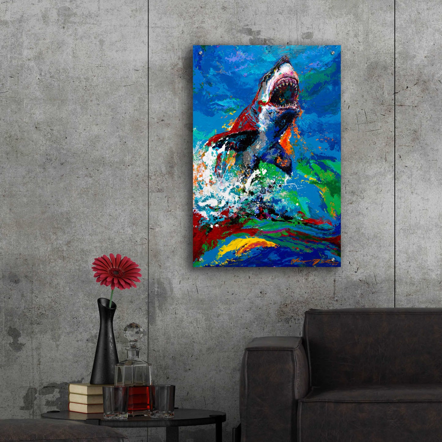 Epic Art 'The Lawyer Breeching Great White Shark' by Jace D McTier, Acrylic Glass Wall Art,24x36