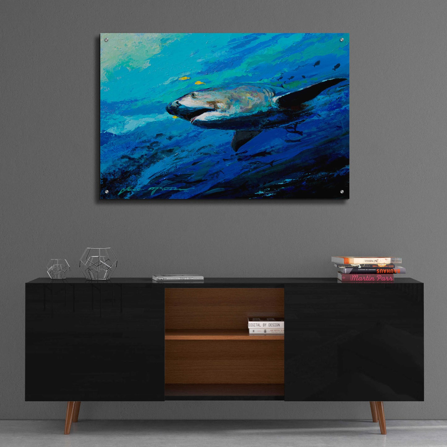 Epic Art 'The Mighty Bull Shark' by Jace D McTier, Acrylic Glass Wall Art,36x24