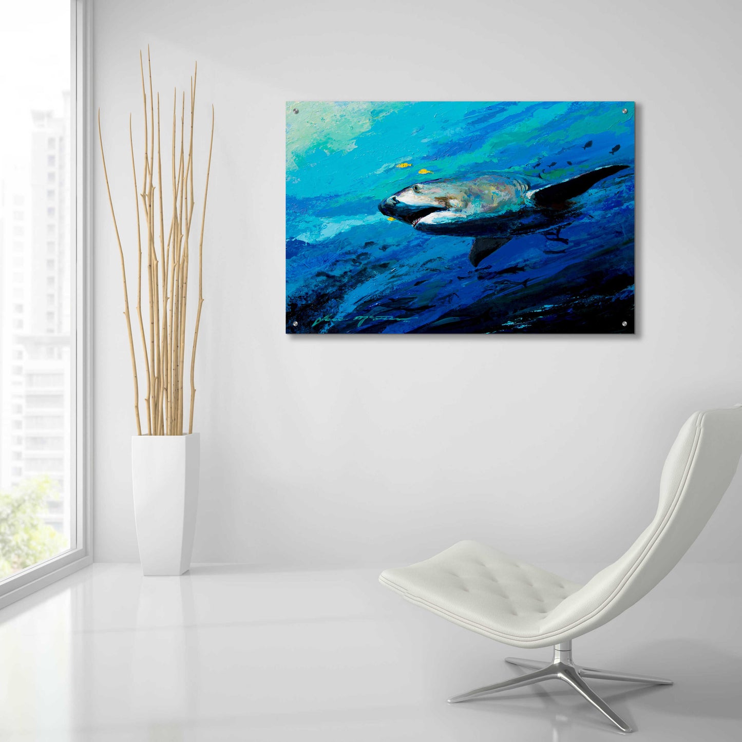 Epic Art 'The Mighty Bull Shark' by Jace D McTier, Acrylic Glass Wall Art,36x24