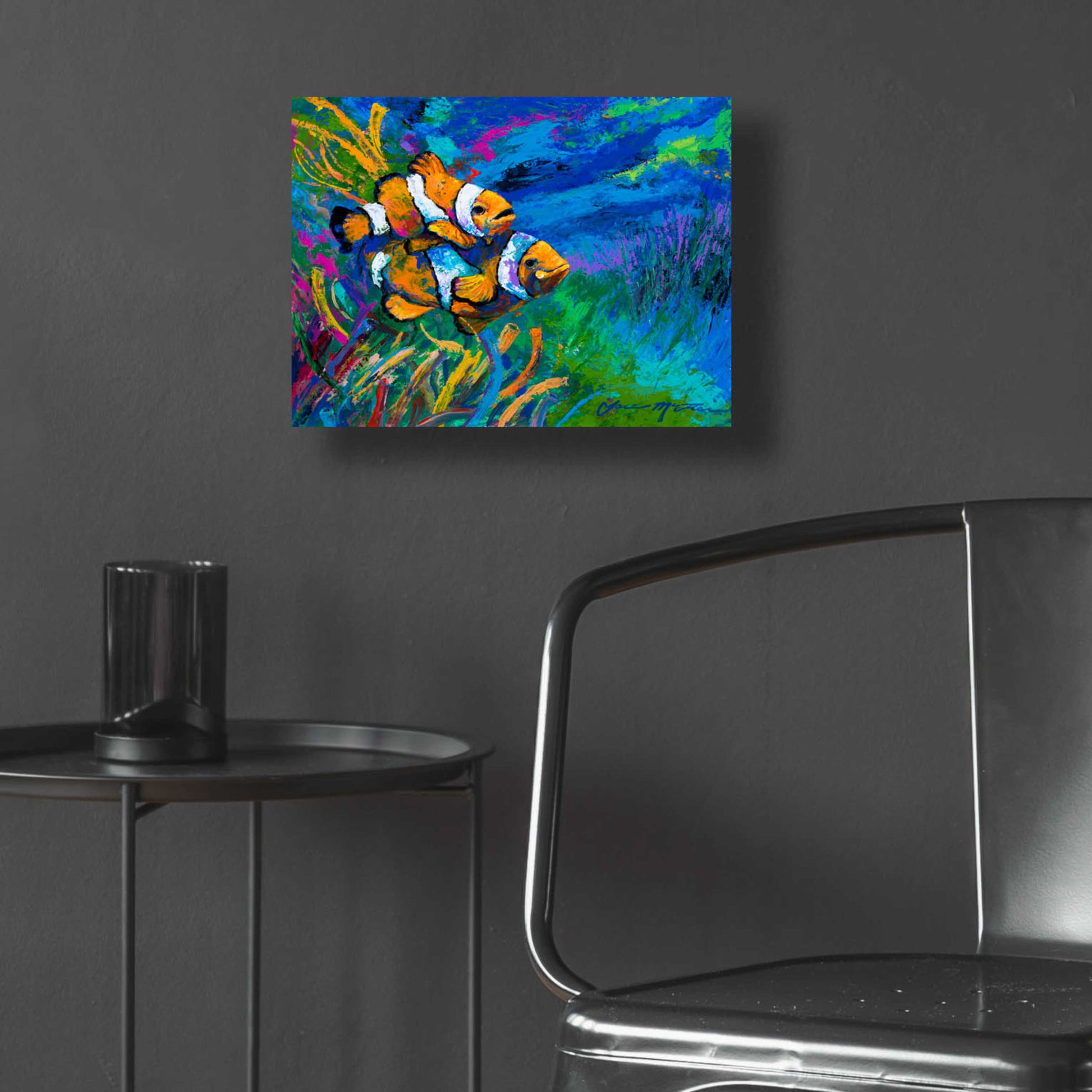 Epic Art 'The First Date Smiling Clownfish' by Jace D McTier, Acrylic Glass Wall Art,16x12