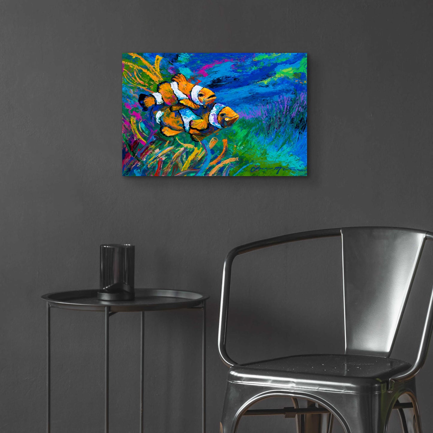 Epic Art 'The First Date Smiling Clownfish' by Jace D McTier, Acrylic Glass Wall Art,24x16