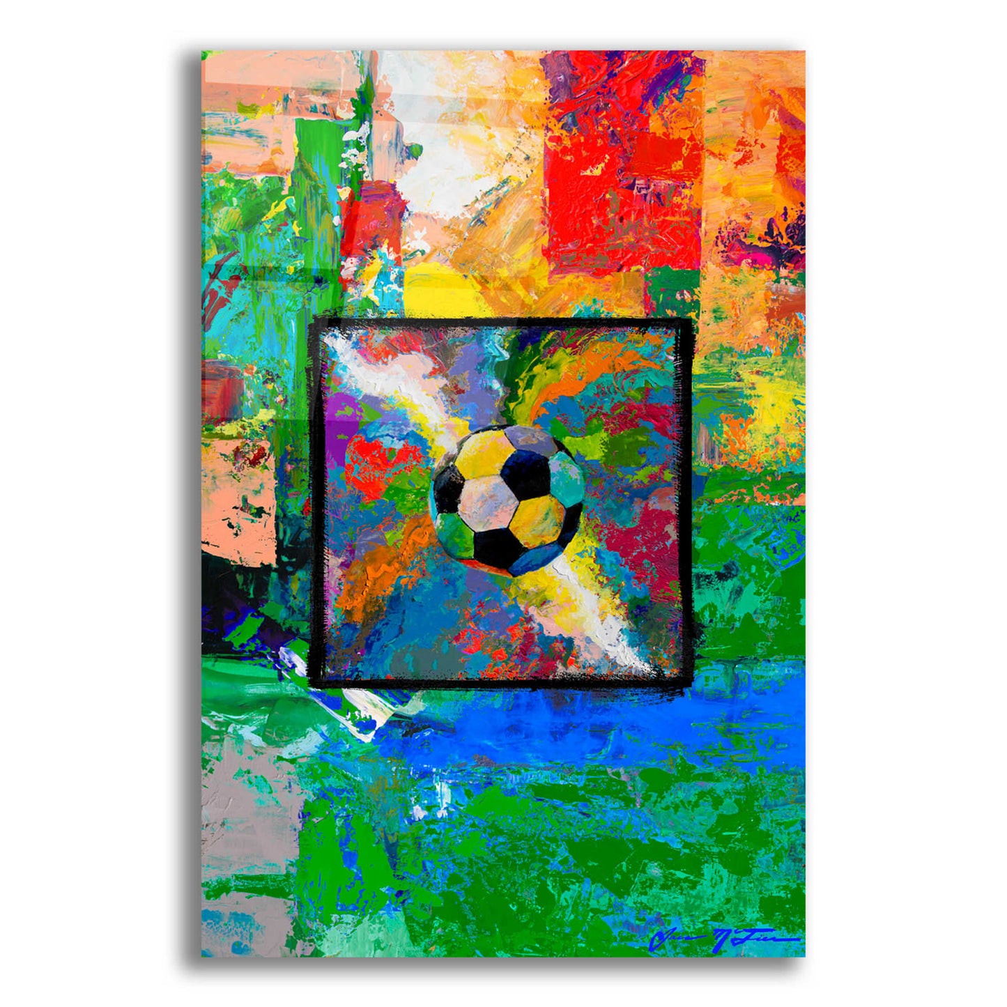 Epic Art 'Window into the Soccer Universe Red and Green' by Jace D McTier, Acrylic Glass Wall Art,12x16