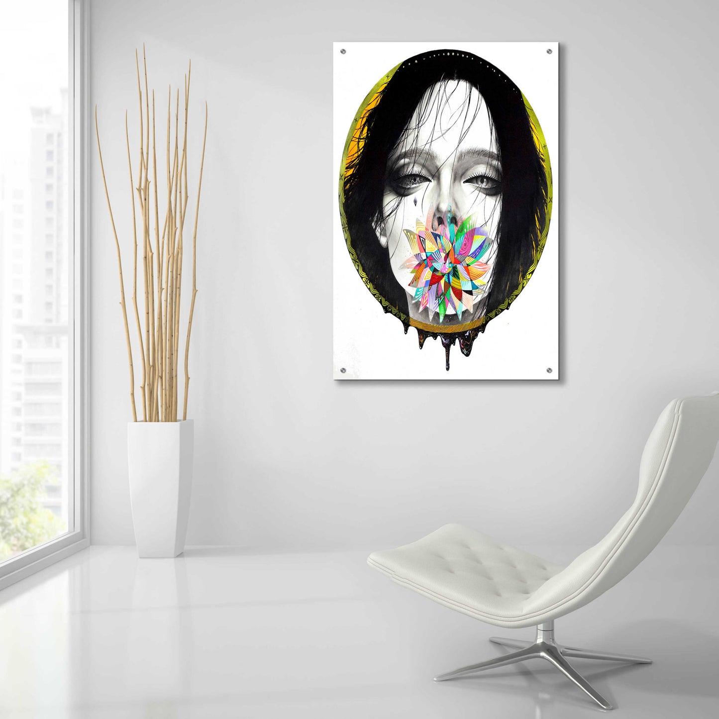 Epic Art 'Black Blossom' by MinJae, Acrylic Glass Wall Art,24x36