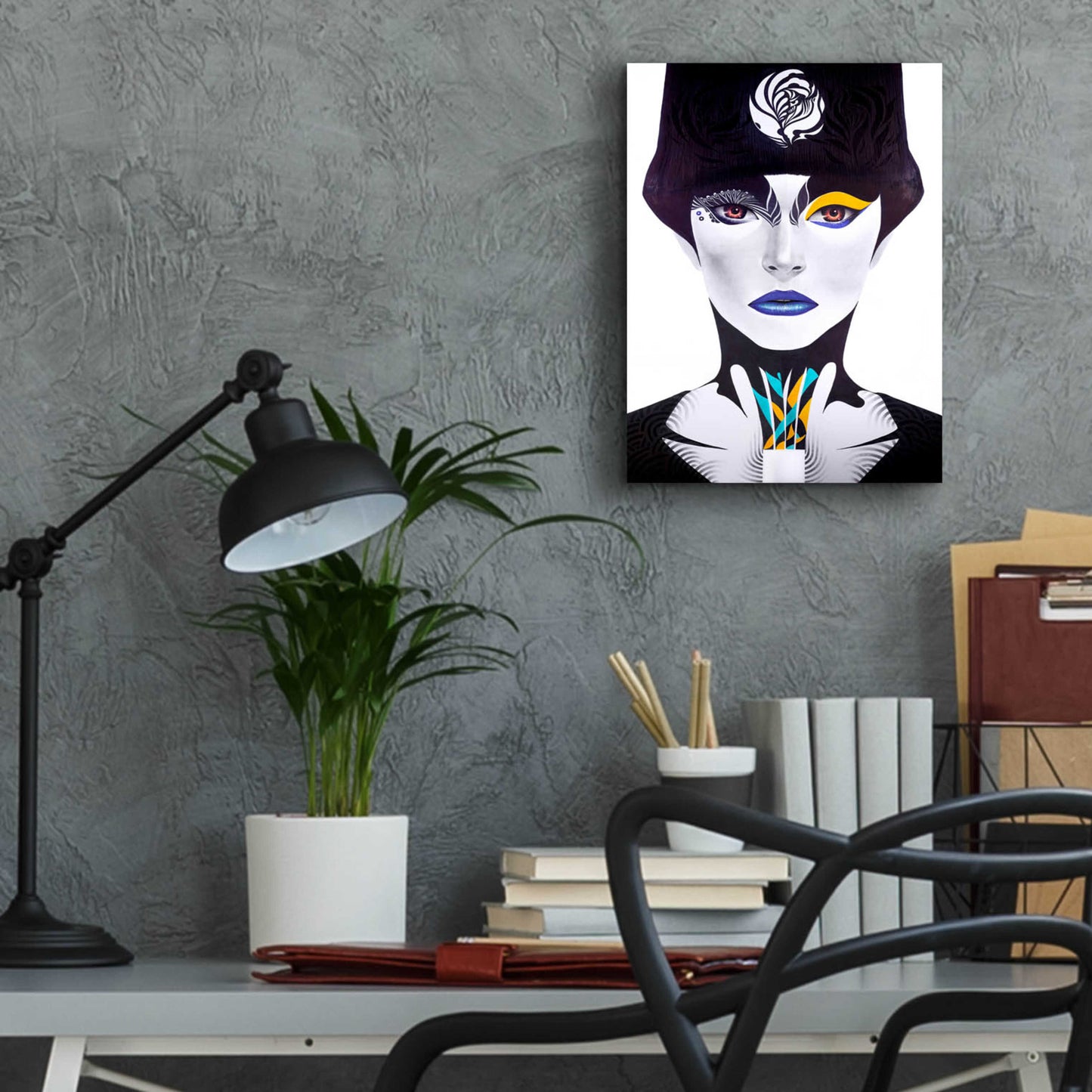 Epic Art 'Blue Lip' by MinJae, Acrylic Glass Wall Art,12x16