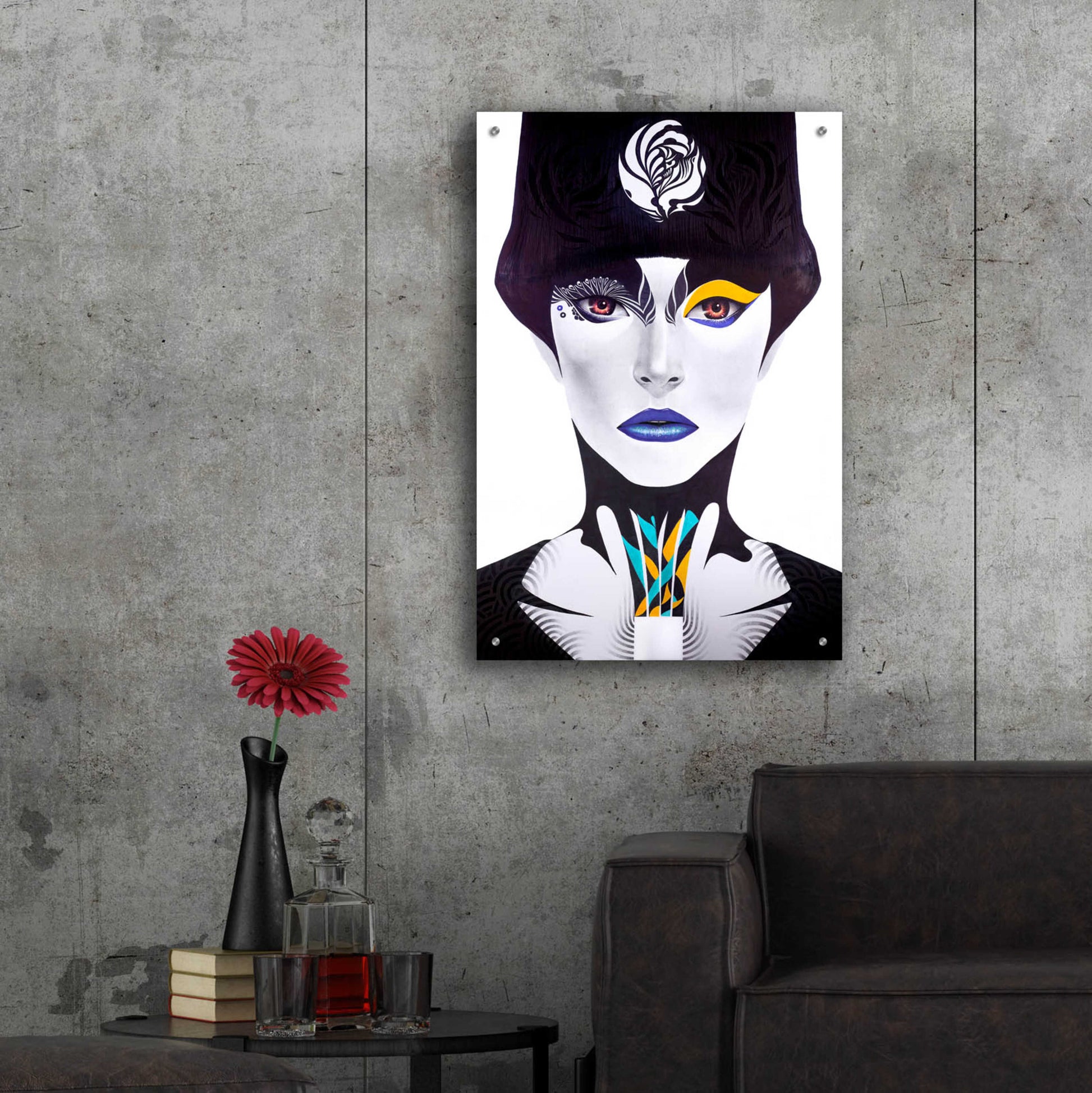 Epic Art 'Blue Lip' by MinJae, Acrylic Glass Wall Art,24x36