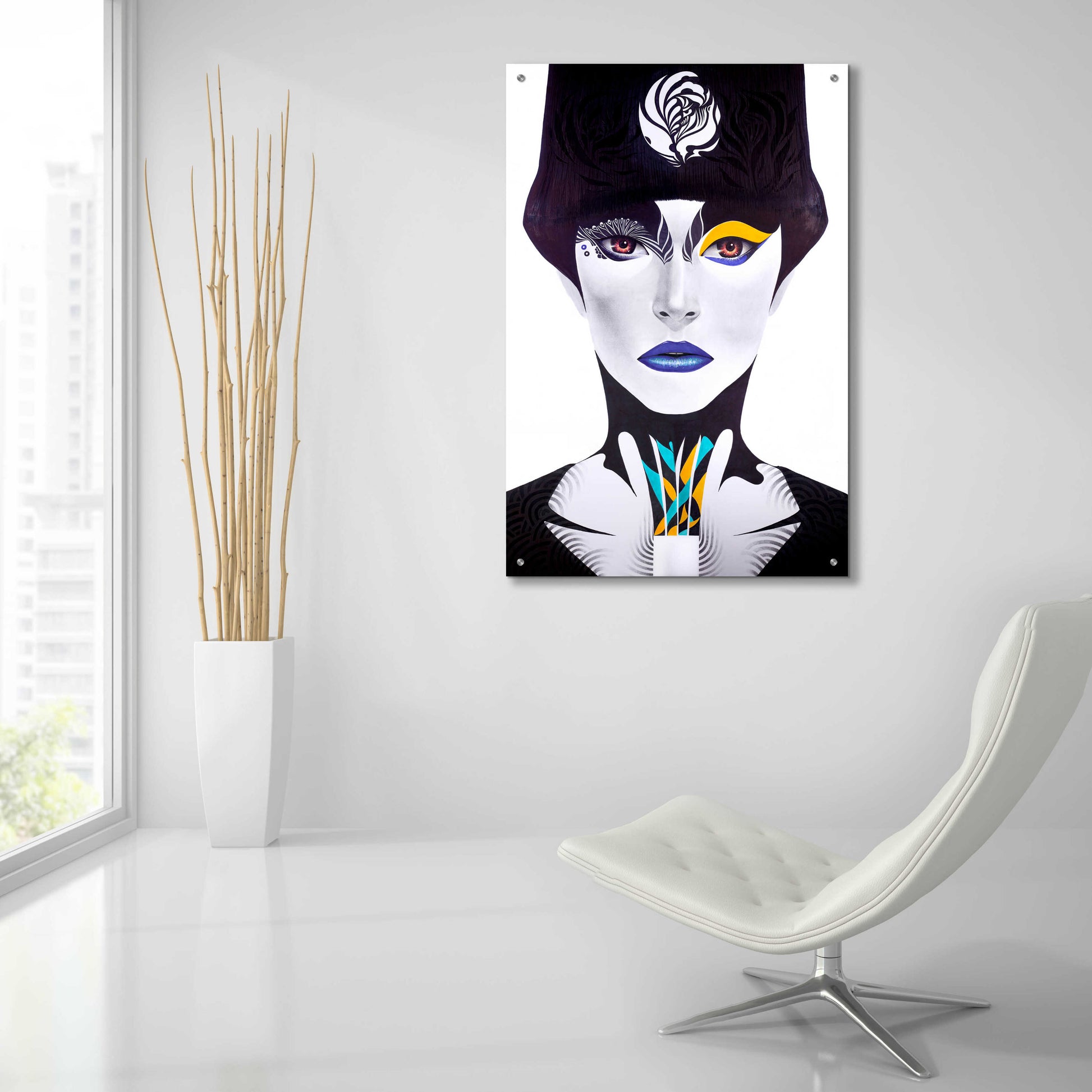 Epic Art 'Blue Lip' by MinJae, Acrylic Glass Wall Art,24x36