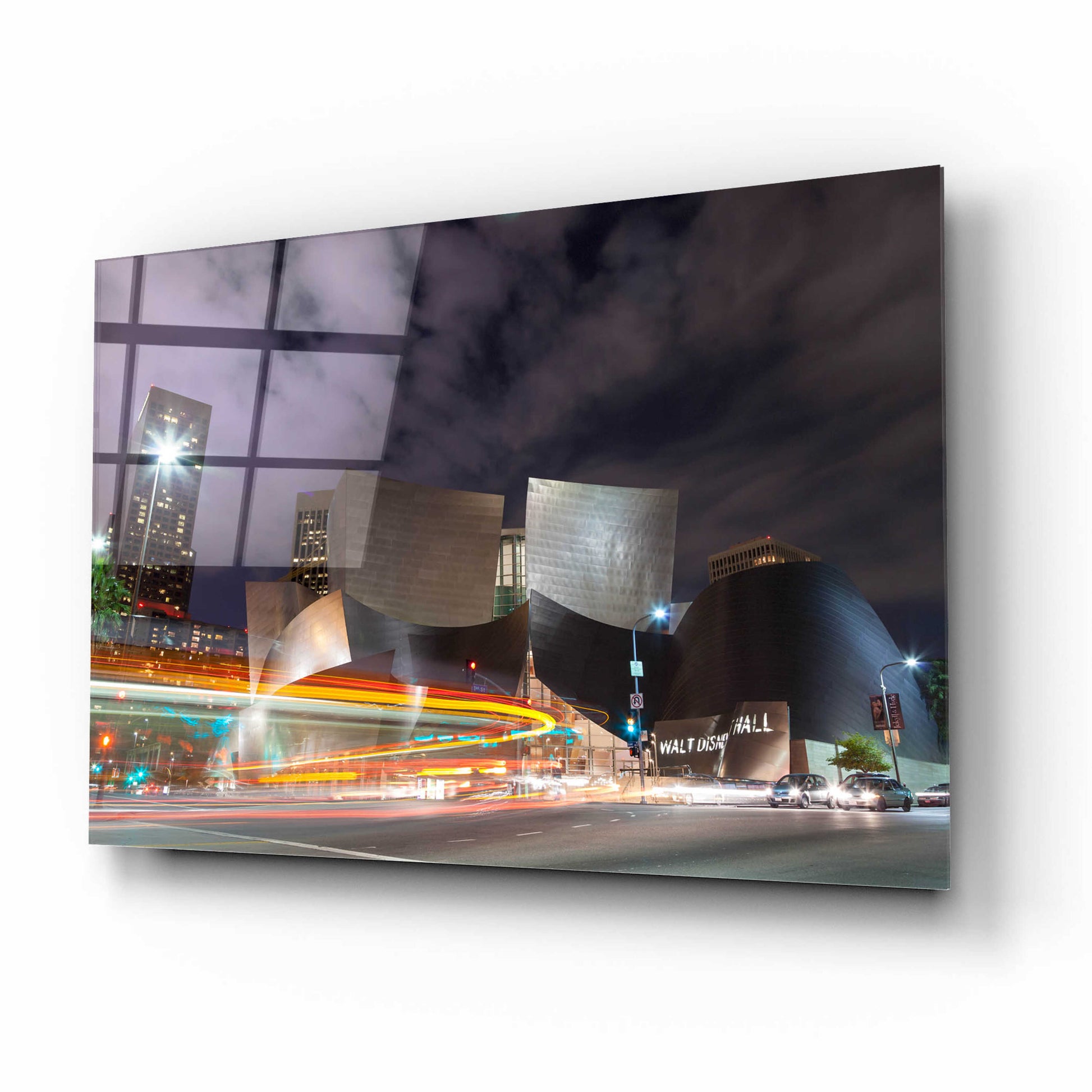 Epic Art 'Bus Streak Disney Concert Hall' by Chris Moyer, Acrylic Glass Wall Art,16x12