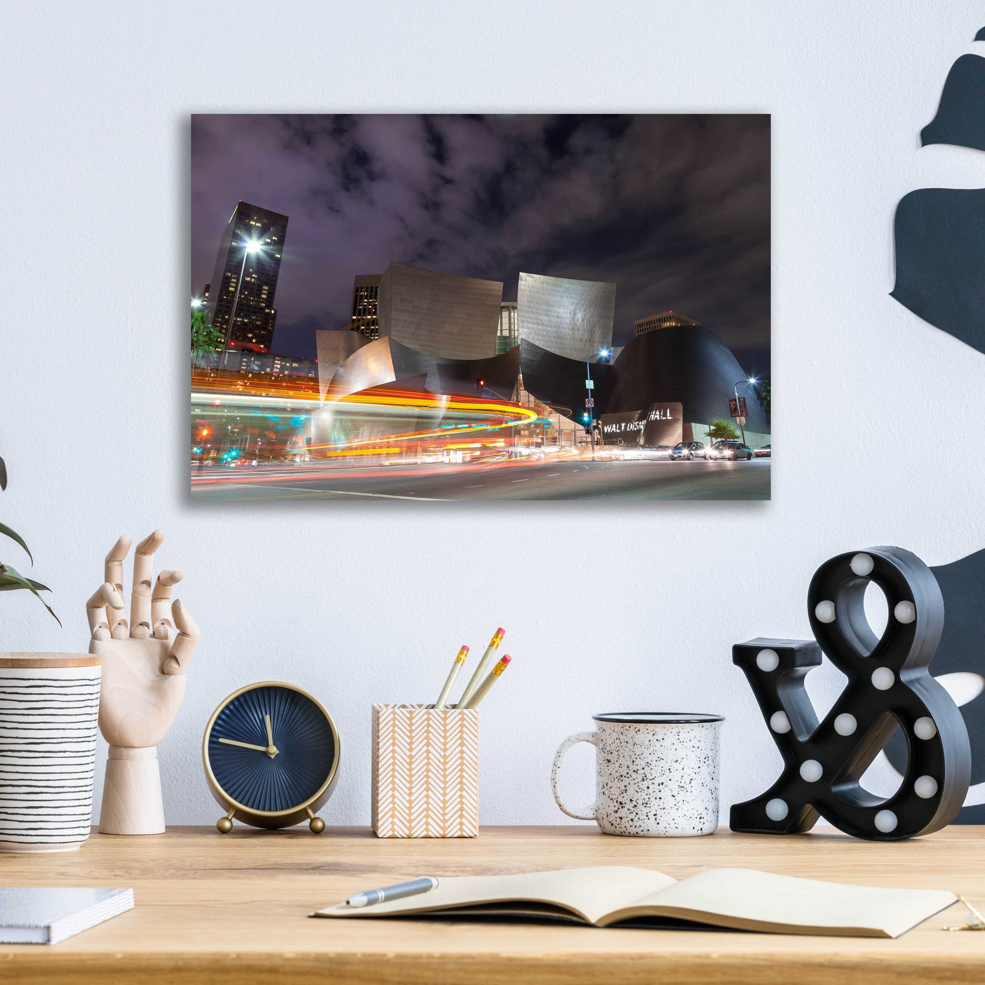 Epic Art 'Bus Streak Disney Concert Hall' by Chris Moyer, Acrylic Glass Wall Art,16x12