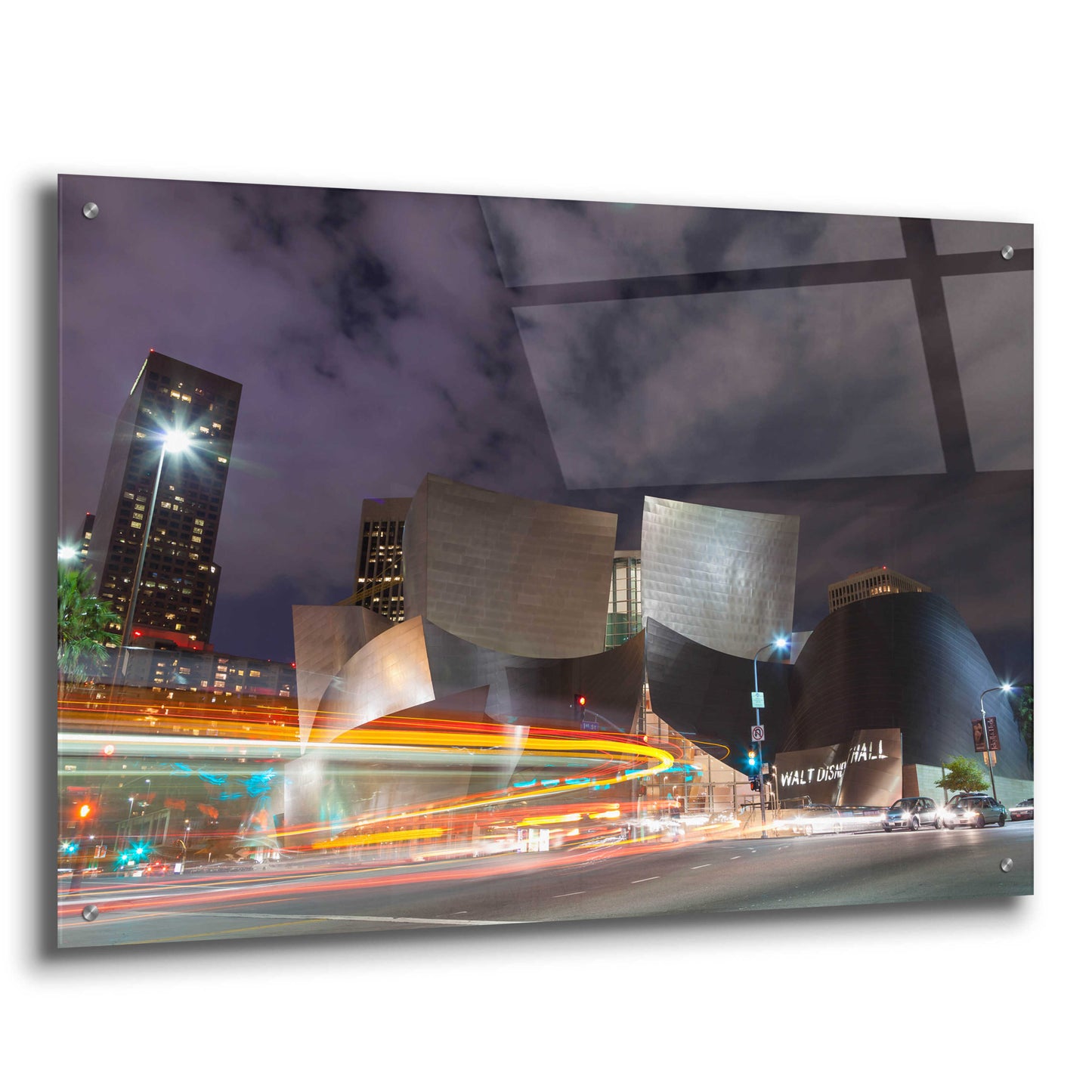 Epic Art 'Bus Streak Disney Concert Hall' by Chris Moyer, Acrylic Glass Wall Art,36x24