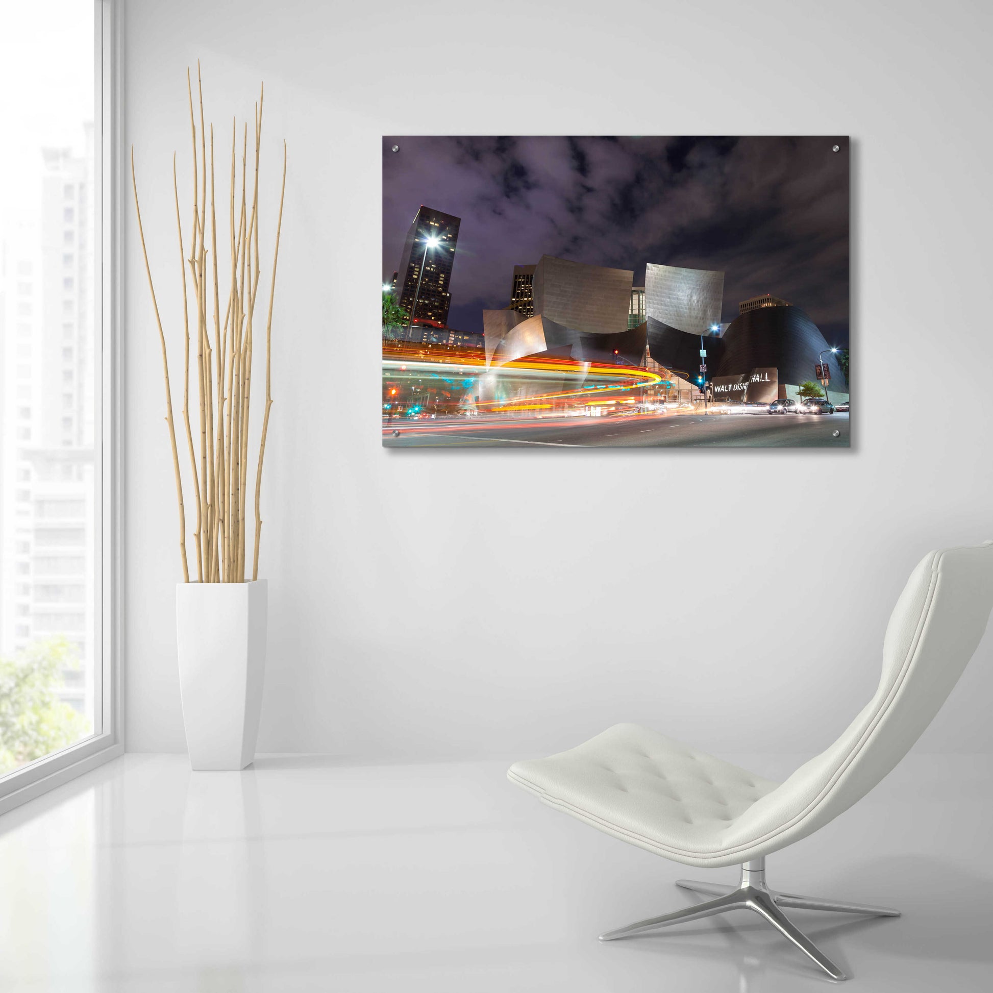 Epic Art 'Bus Streak Disney Concert Hall' by Chris Moyer, Acrylic Glass Wall Art,36x24