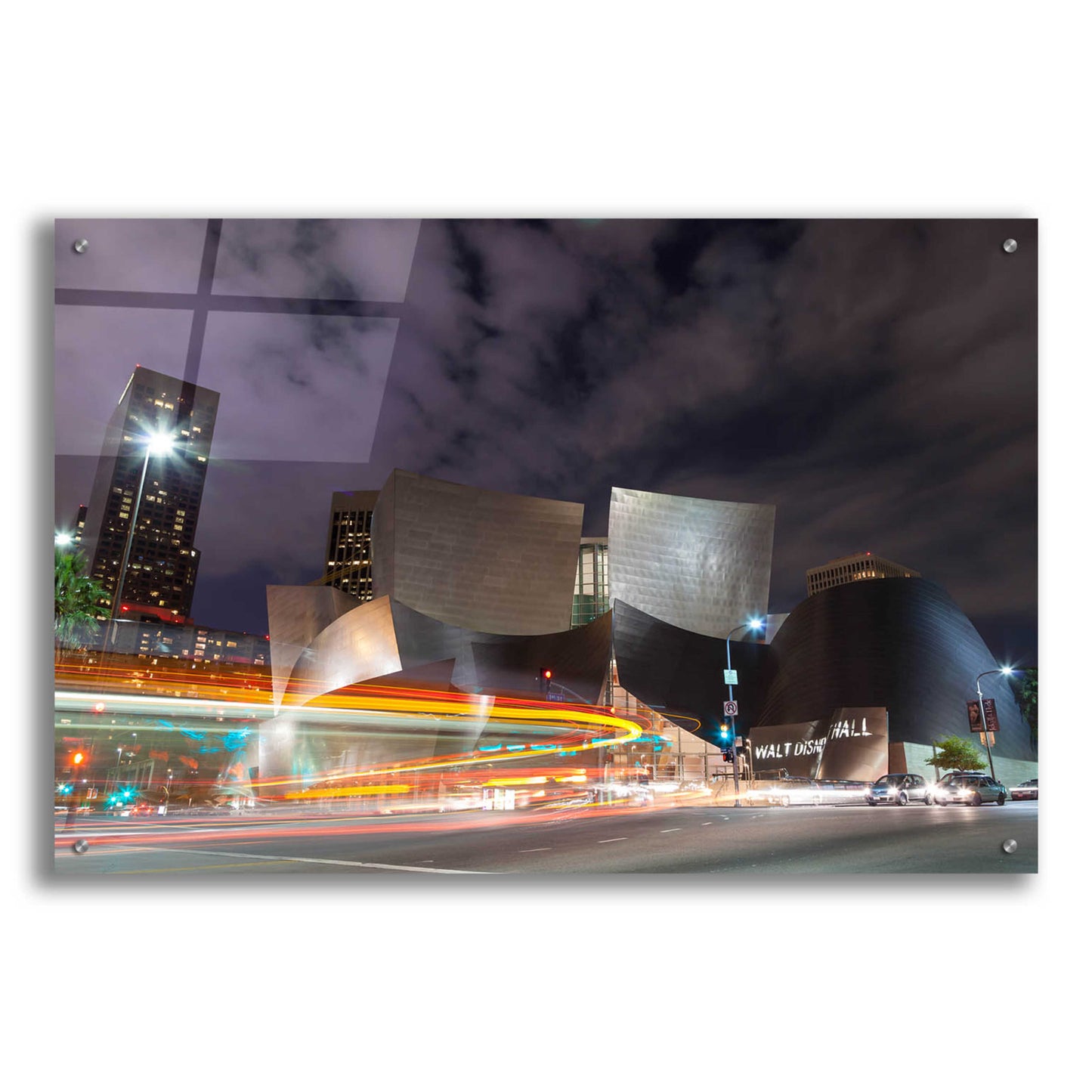 Epic Art 'Bus Streak Disney Concert Hall' by Chris Moyer, Acrylic Glass Wall Art,36x24