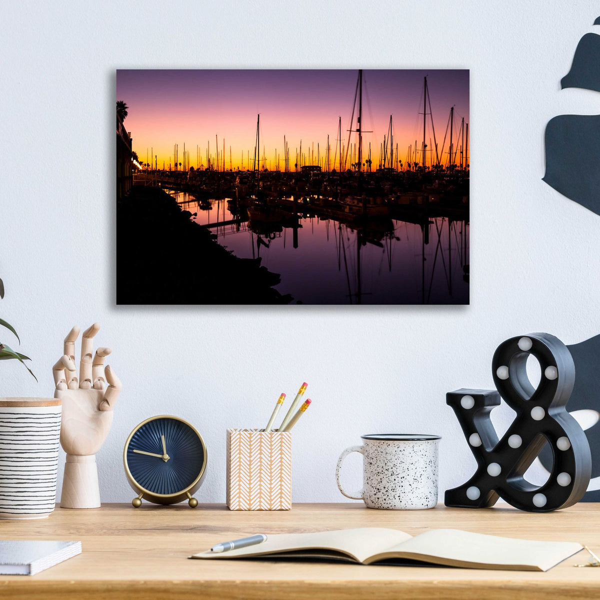 Marina Twilight by Chris Moyer - 16x12 acrylic wall art in a room