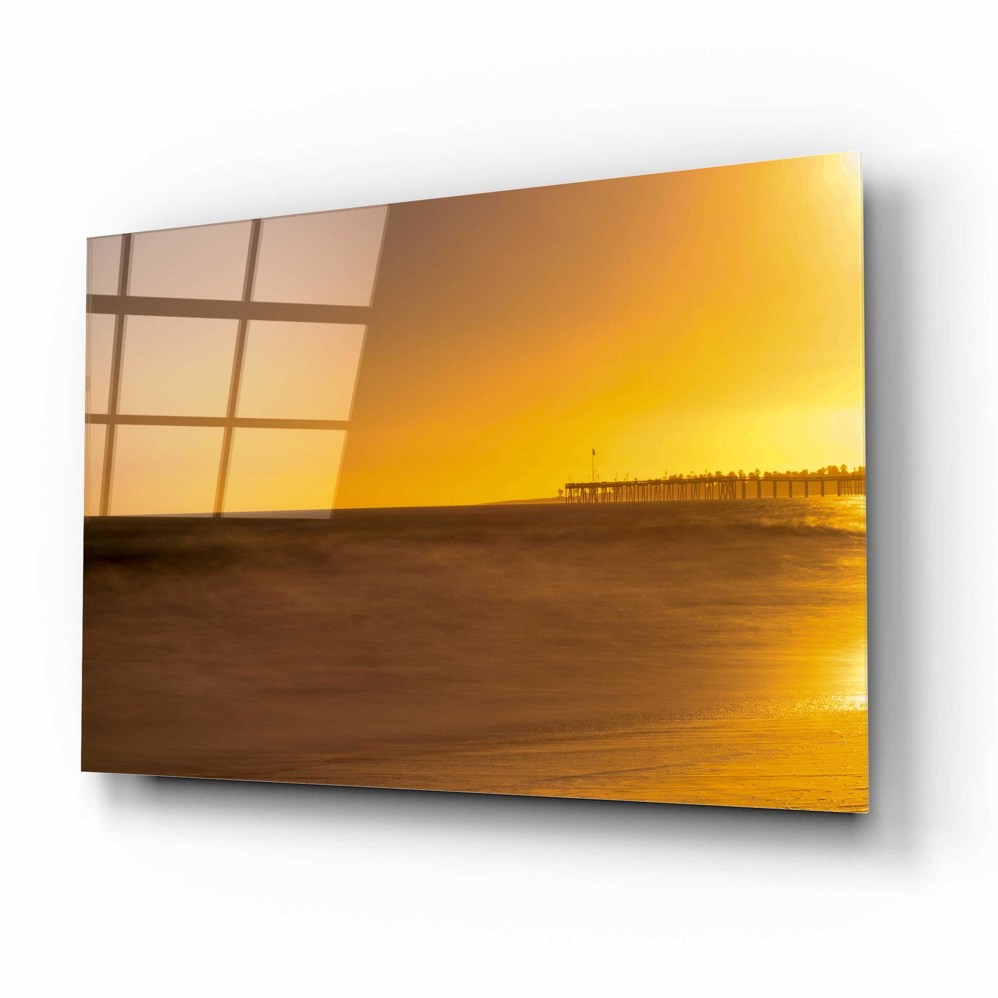 Epic Art 'Pier Orange' by Chris Moyer, Acrylic Glass Wall Art,16x12