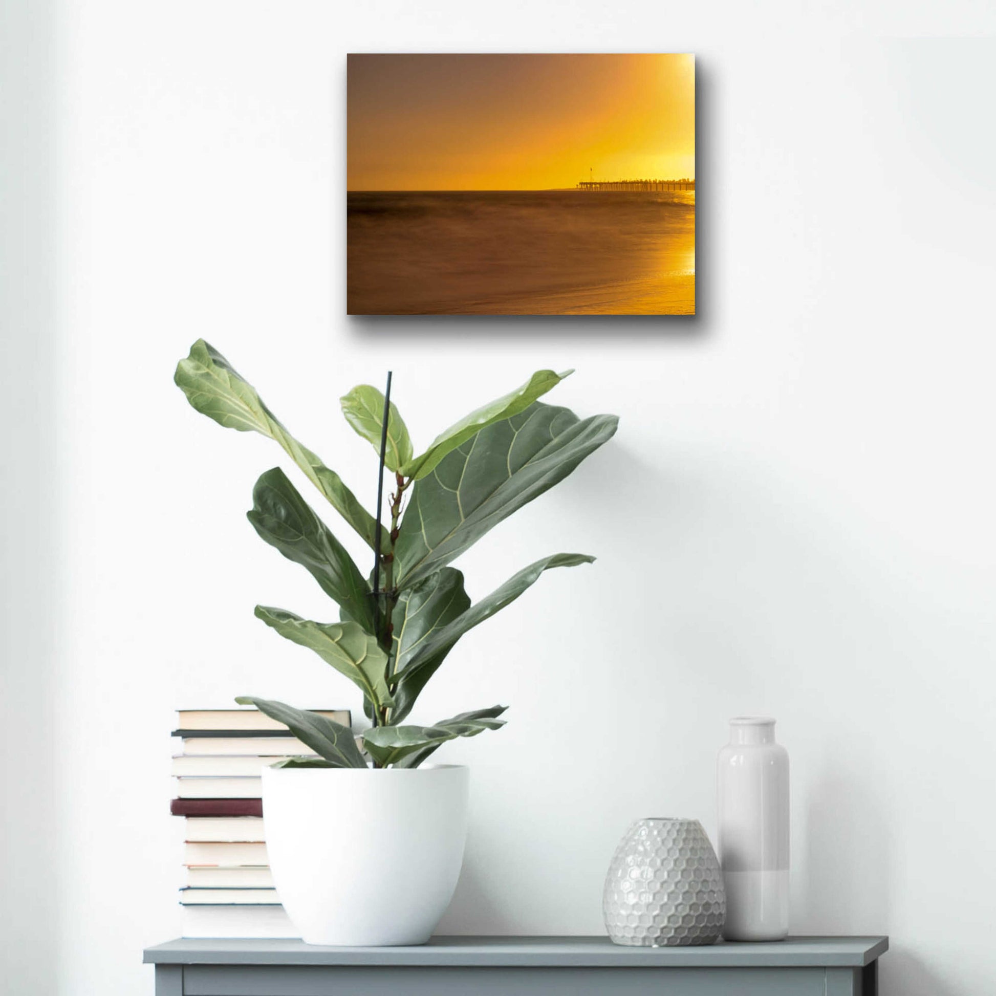 Epic Art 'Pier Orange' by Chris Moyer, Acrylic Glass Wall Art,16x12