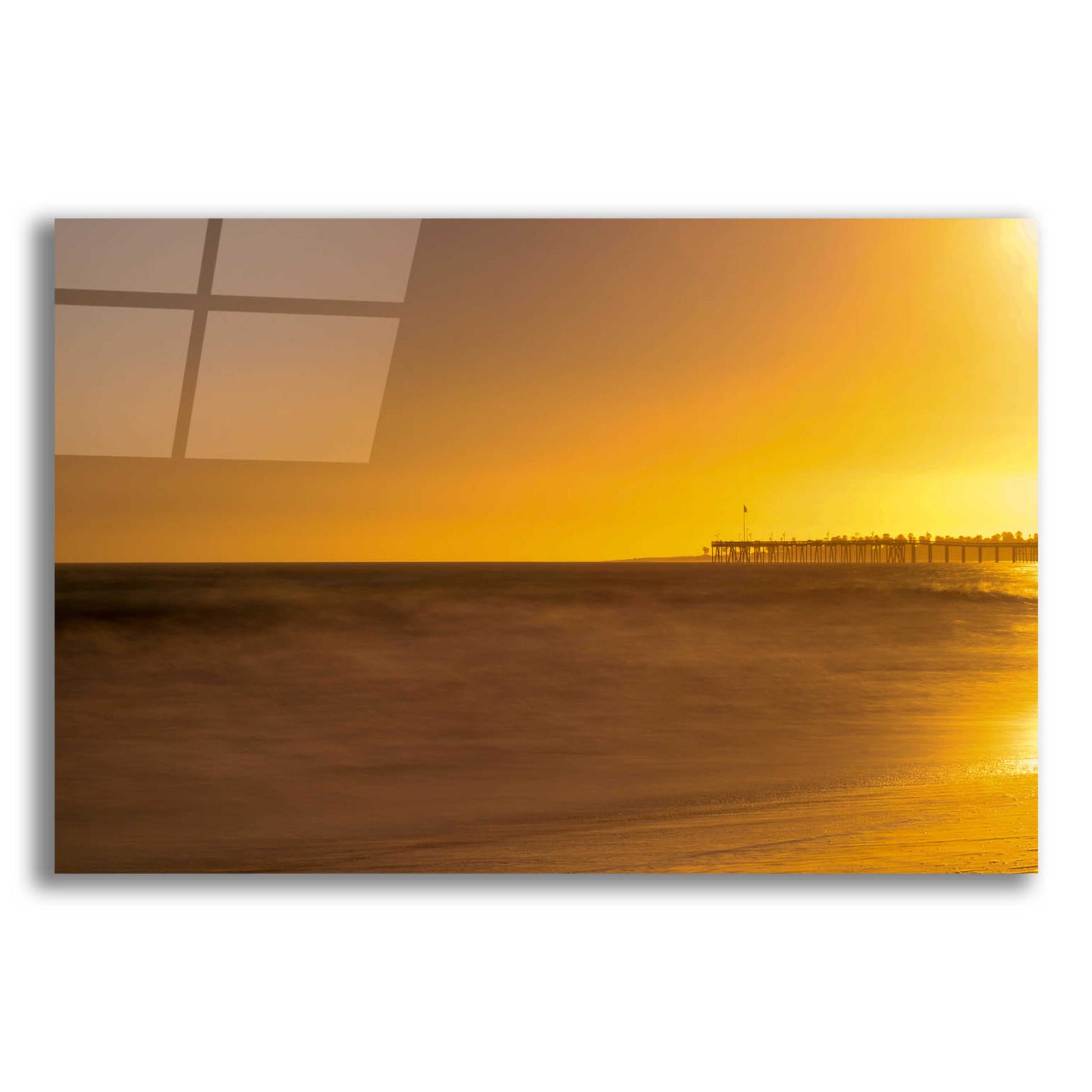 Epic Art 'Pier Orange' by Chris Moyer, Acrylic Glass Wall Art,16x12