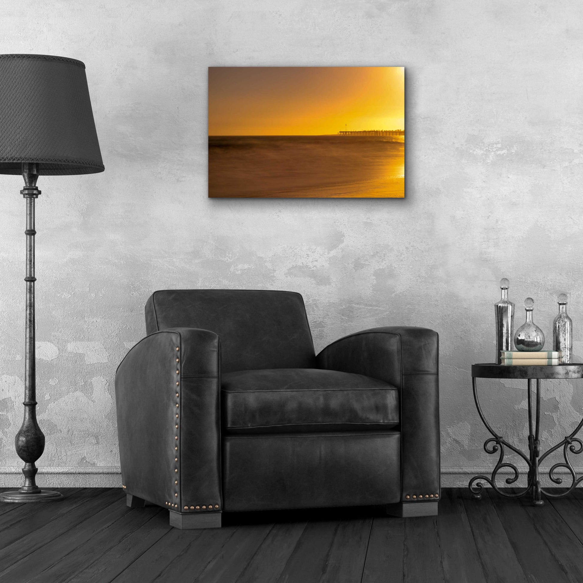 Epic Art 'Pier Orange' by Chris Moyer, Acrylic Glass Wall Art,24x16