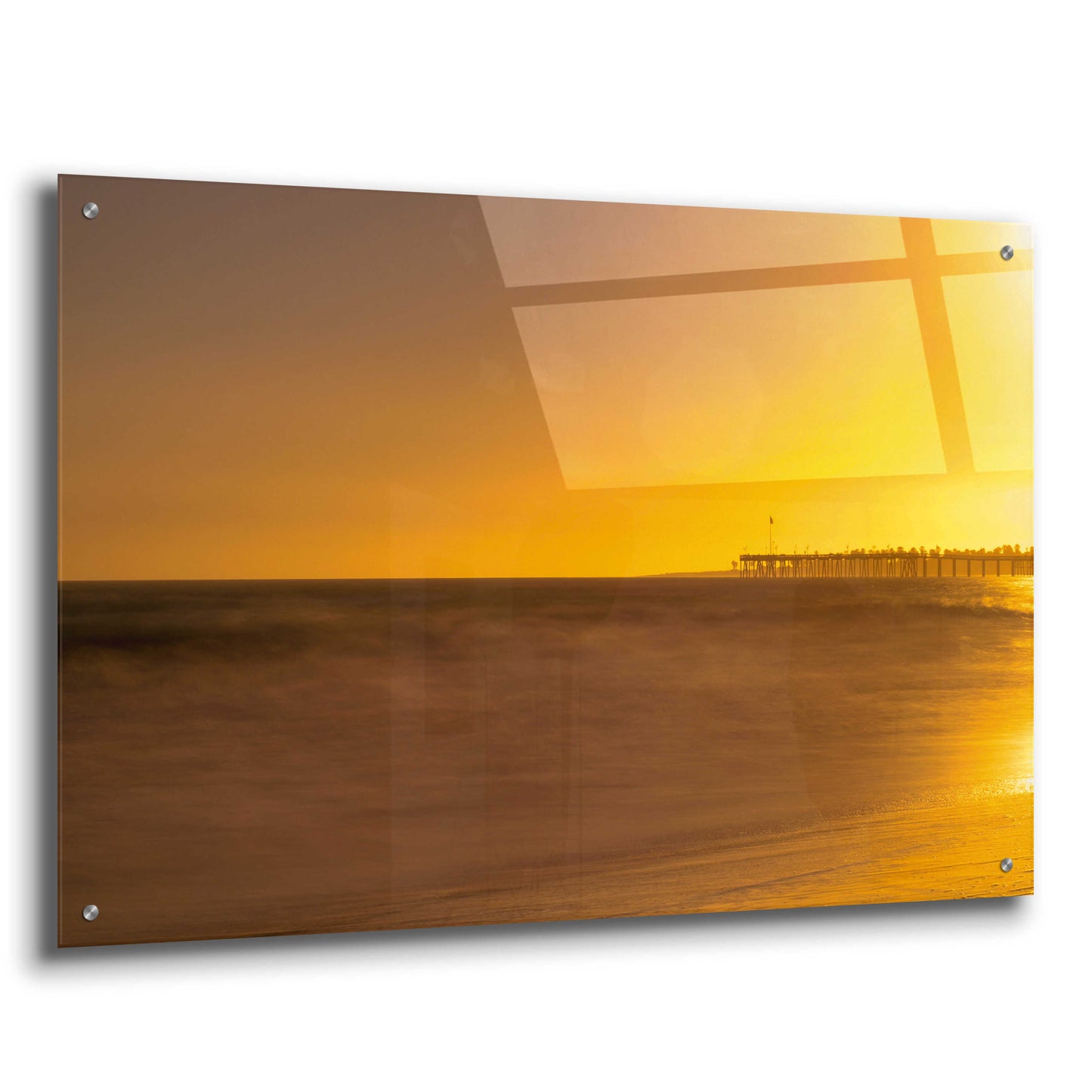 Epic Art 'Pier Orange' by Chris Moyer, Acrylic Glass Wall Art,36x24