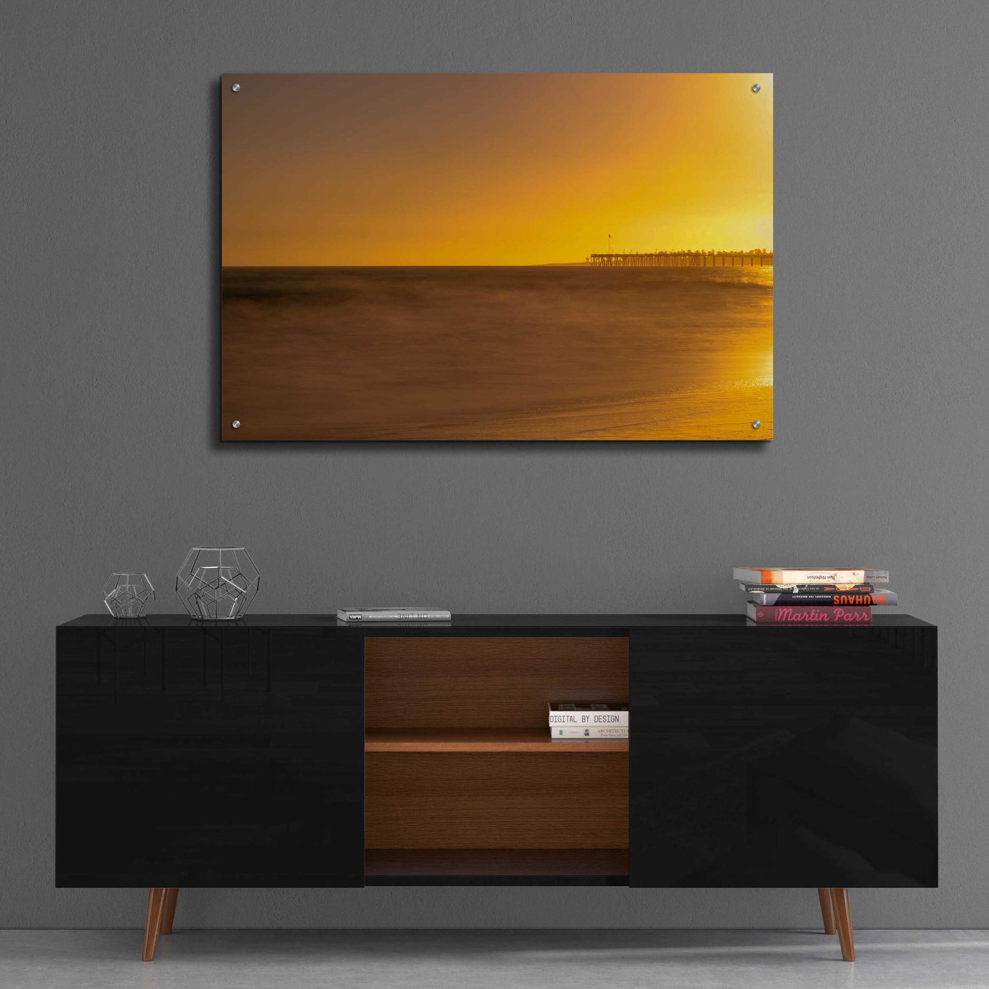 Epic Art 'Pier Orange' by Chris Moyer, Acrylic Glass Wall Art,36x24