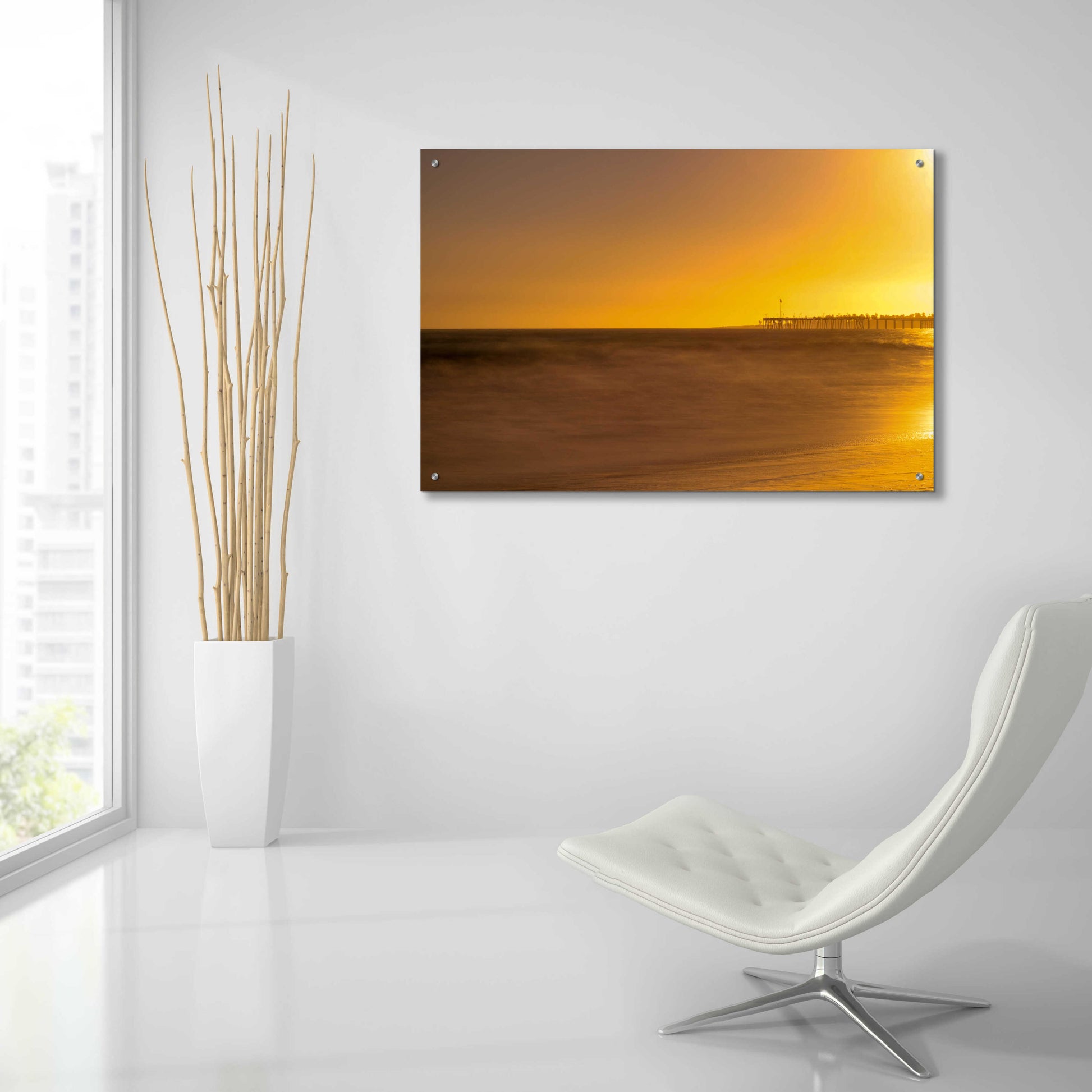 Epic Art 'Pier Orange' by Chris Moyer, Acrylic Glass Wall Art,36x24