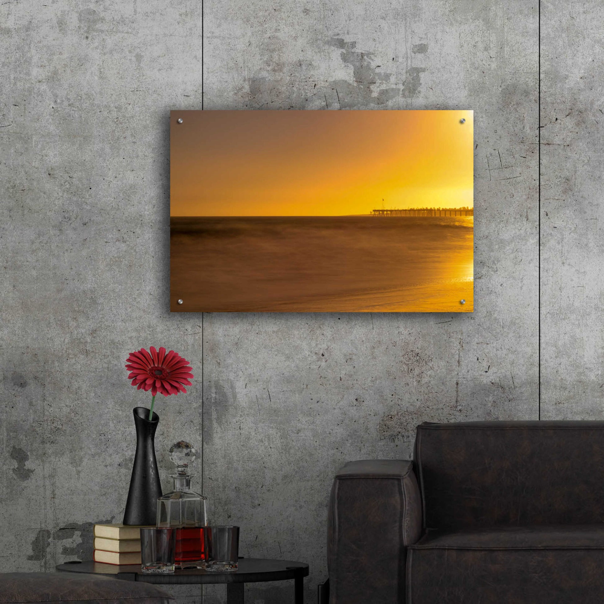 Epic Art 'Pier Orange' by Chris Moyer, Acrylic Glass Wall Art,36x24