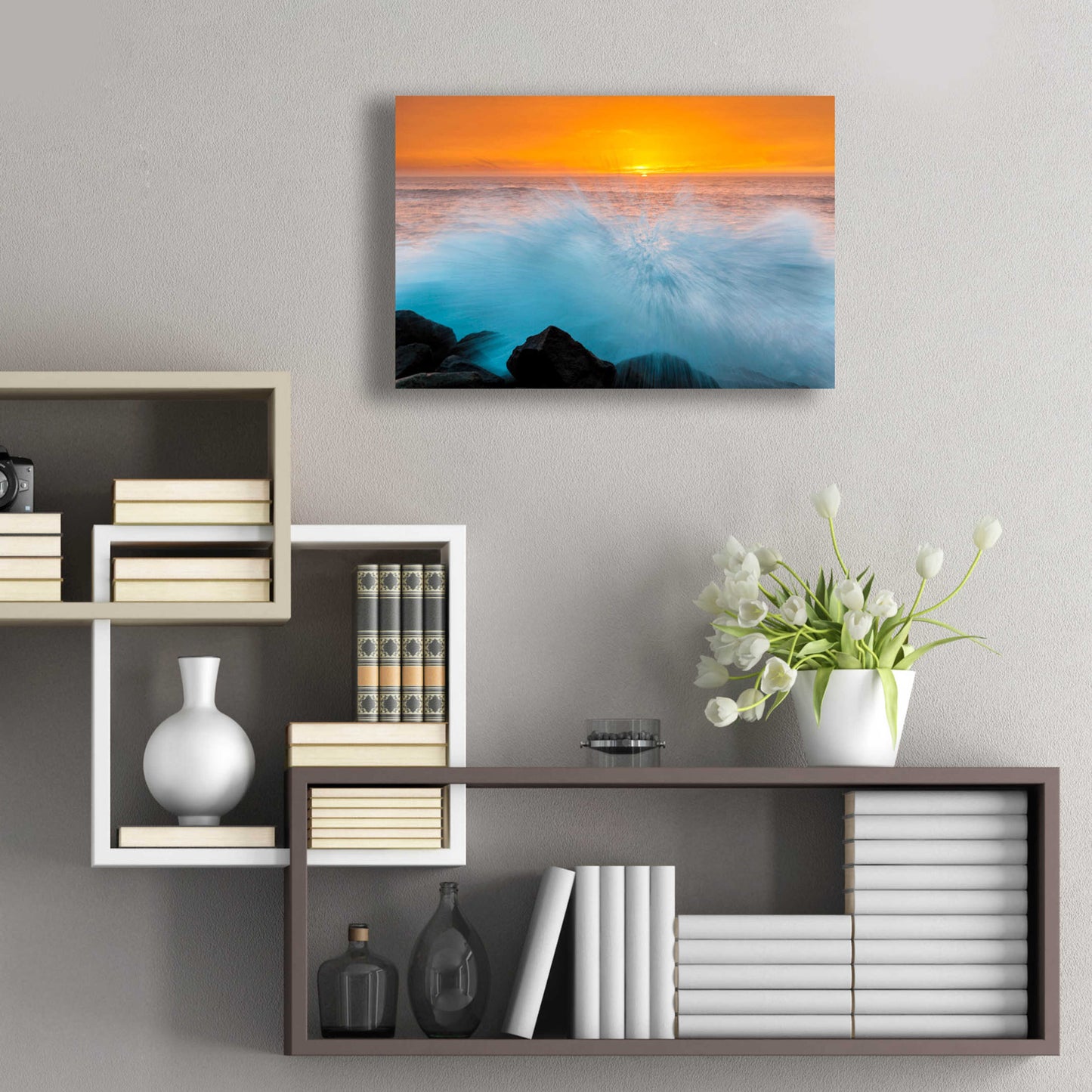 Epic Art 'Sunset Splash' by Chris Moyer, Acrylic Glass Wall Art,24x16