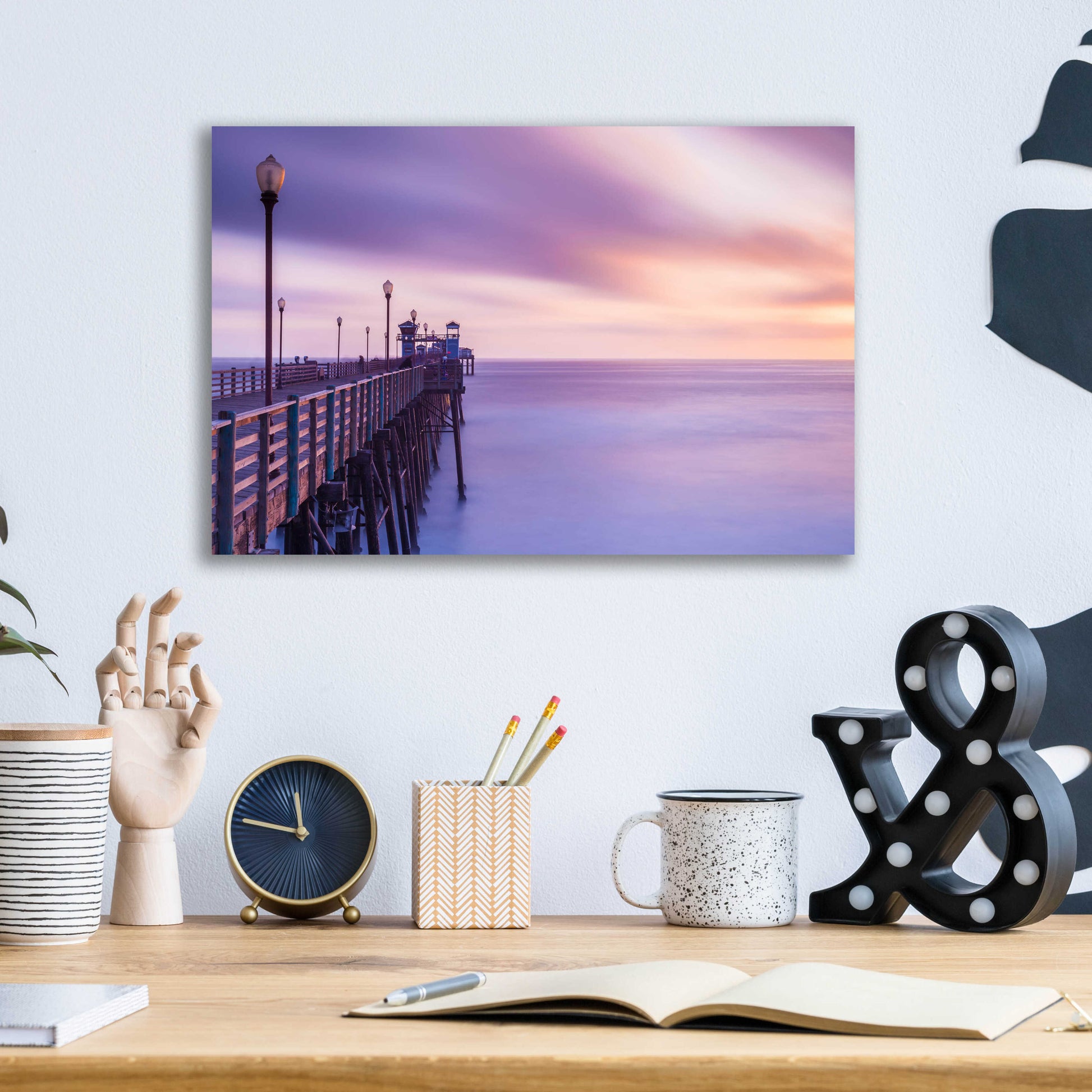 Epic Art 'Dusk at the Oceanside Pier' by Chris Moyer, Acrylic Glass Wall Art,16x12