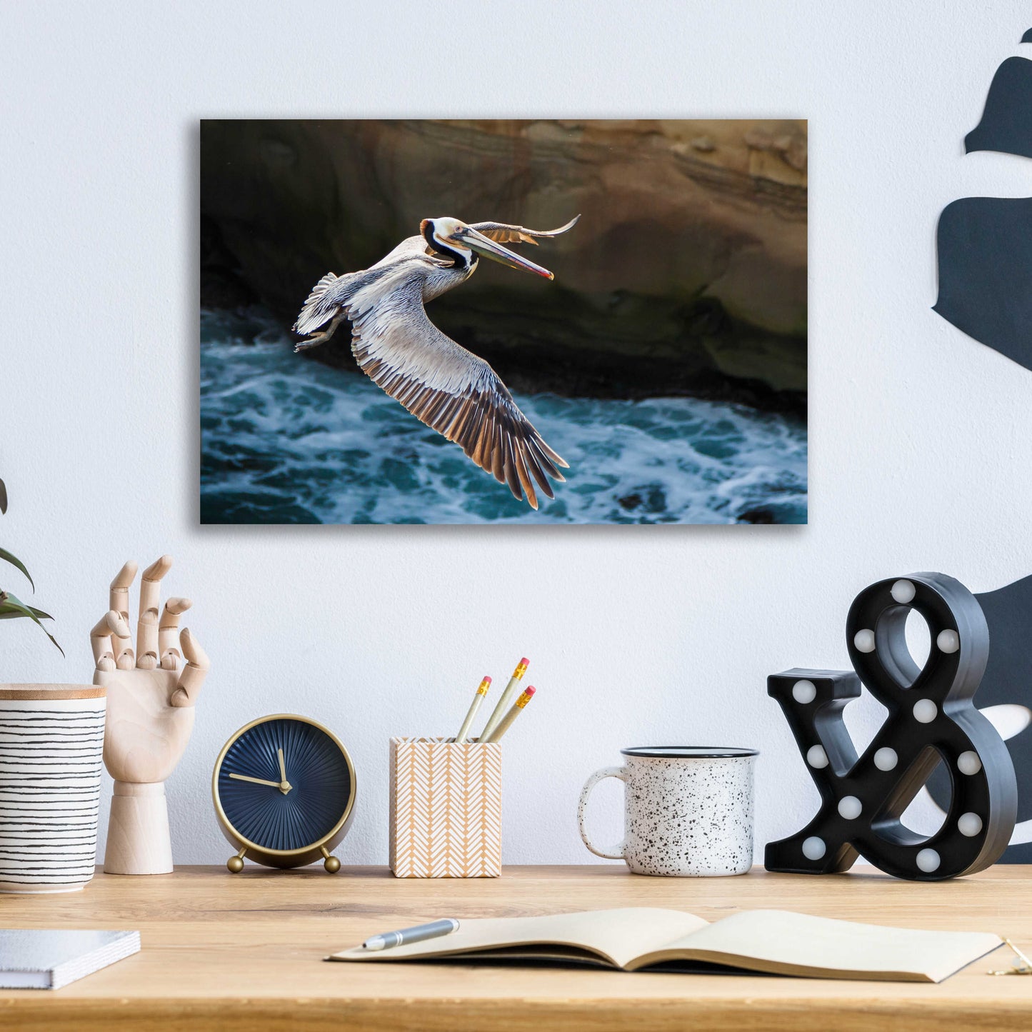 Epic Art 'Pelican Flight' by Chris Moyer, Acrylic Glass Wall Art,16x12