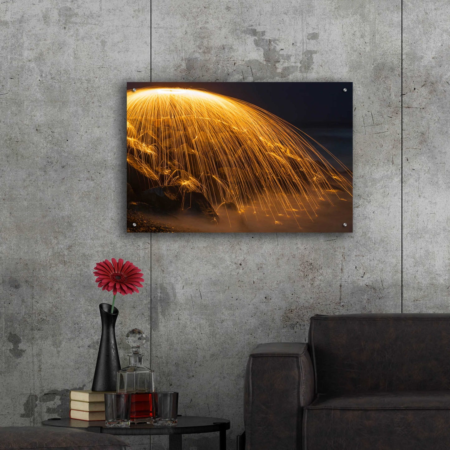 Epic Art 'Rain of Fire' by Chris Moyer, Acrylic Glass Wall Art,36x24