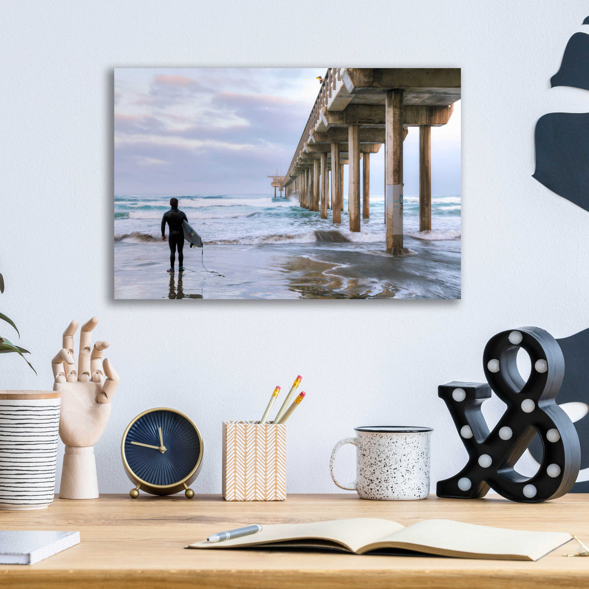 Epic Art 'Sizing Up the Surf' by Chris Moyer, Acrylic Glass Wall Art,16x12