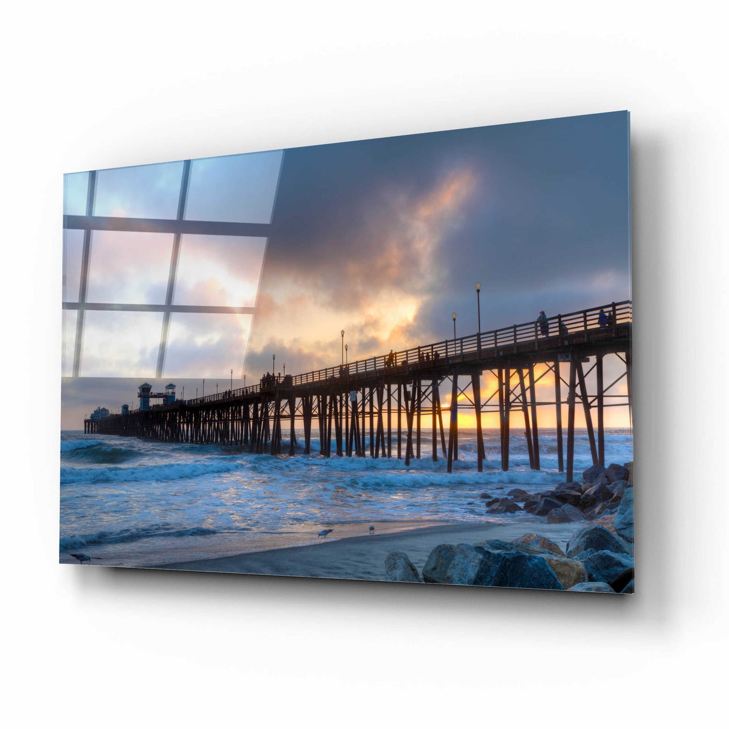 Epic Art 'Sunset Through Oceanside Pier' by Chris Moyer, Acrylic Glass Wall Art,16x12