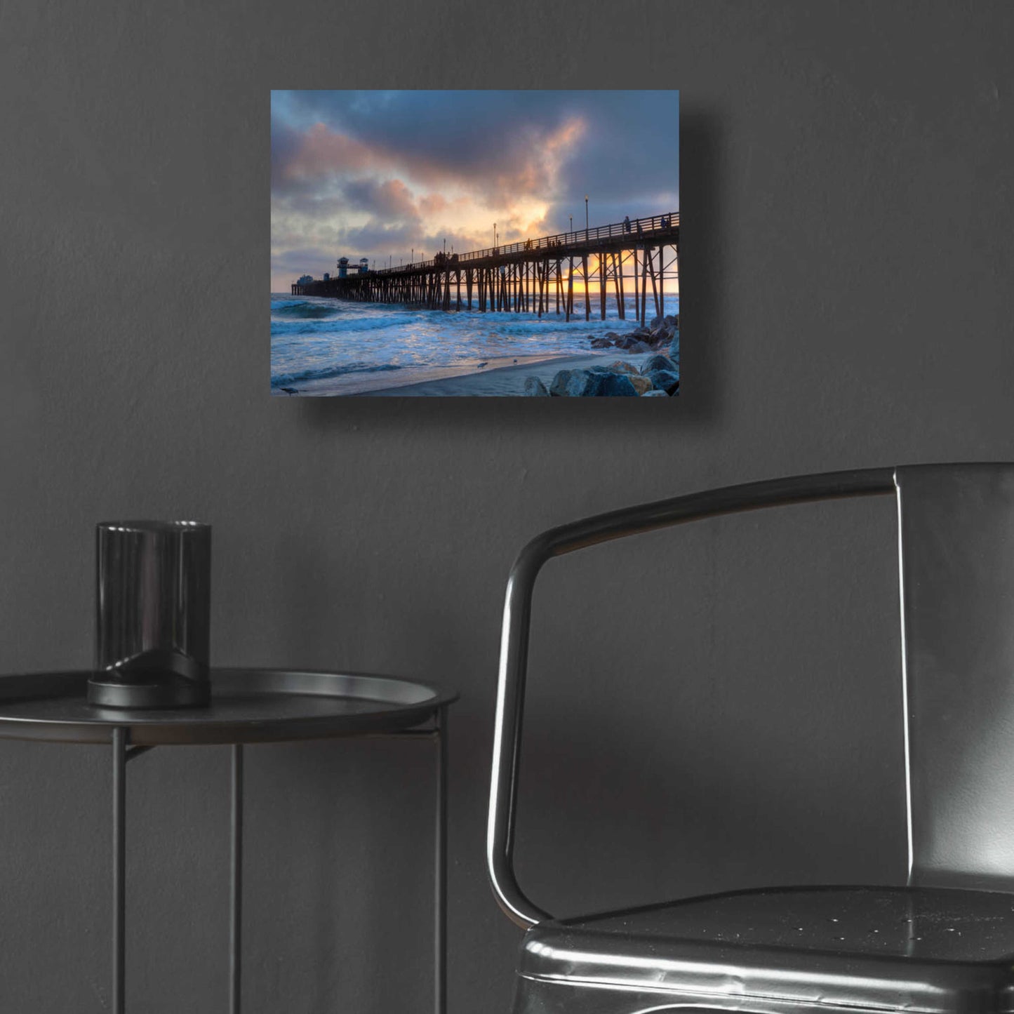 Epic Art 'Sunset Through Oceanside Pier' by Chris Moyer, Acrylic Glass Wall Art,16x12