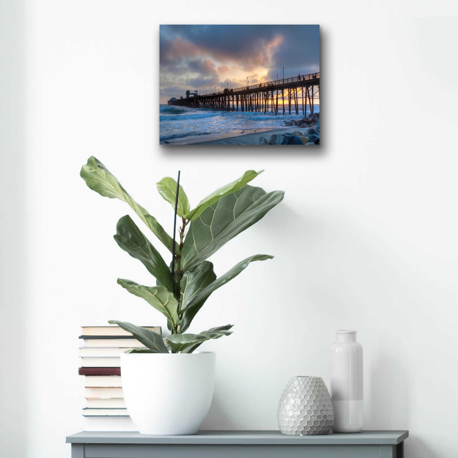 Epic Art 'Sunset Through Oceanside Pier' by Chris Moyer, Acrylic Glass Wall Art,16x12