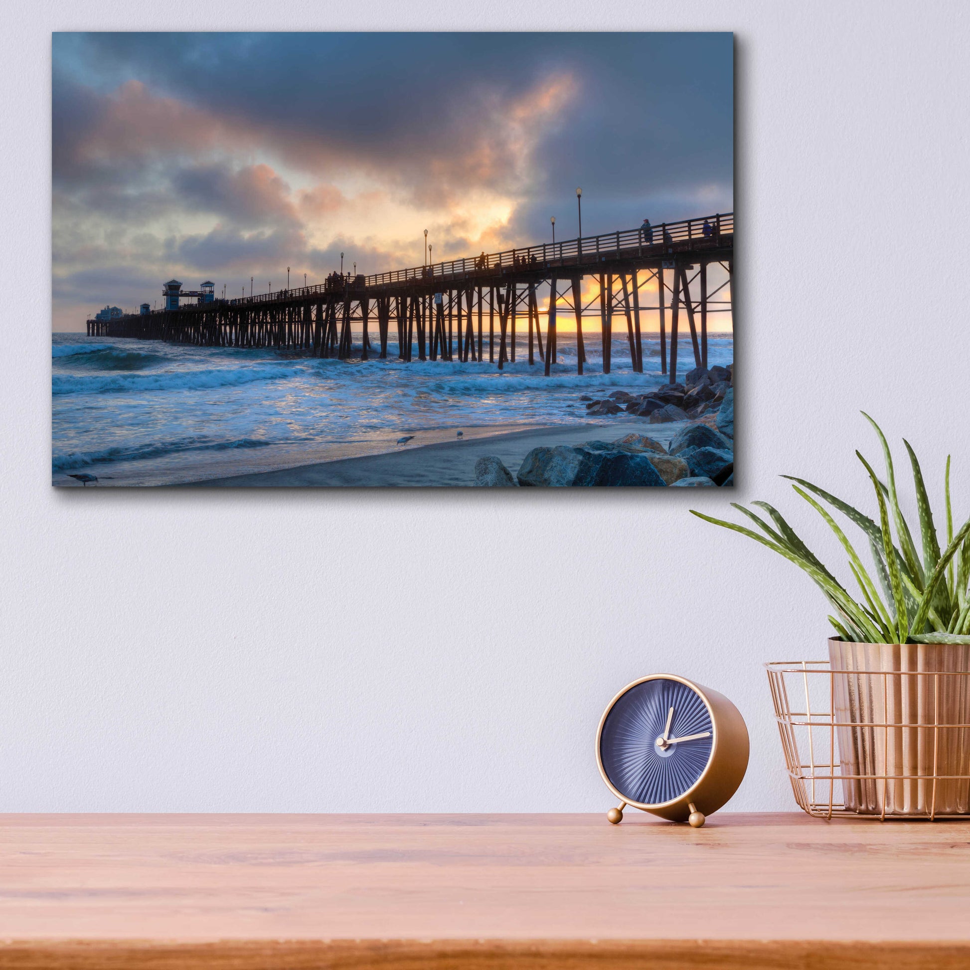 Epic Art 'Sunset Through Oceanside Pier' by Chris Moyer, Acrylic Glass Wall Art,16x12