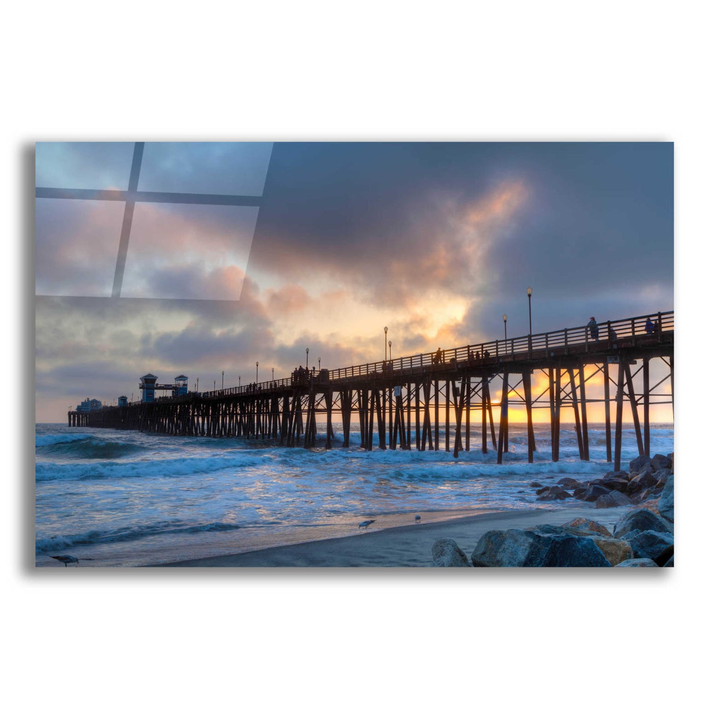 Epic Art 'Sunset Through Oceanside Pier' by Chris Moyer, Acrylic Glass Wall Art,16x12