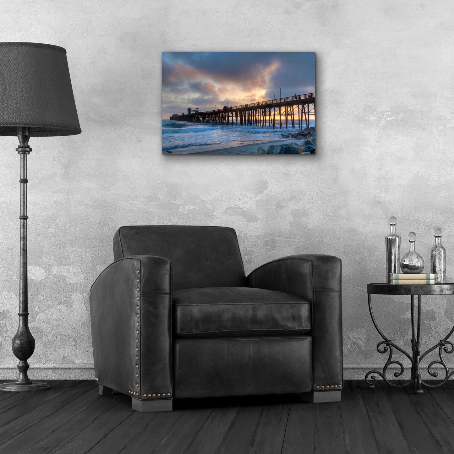 Epic Art 'Sunset Through Oceanside Pier' by Chris Moyer, Acrylic Glass Wall Art,24x16